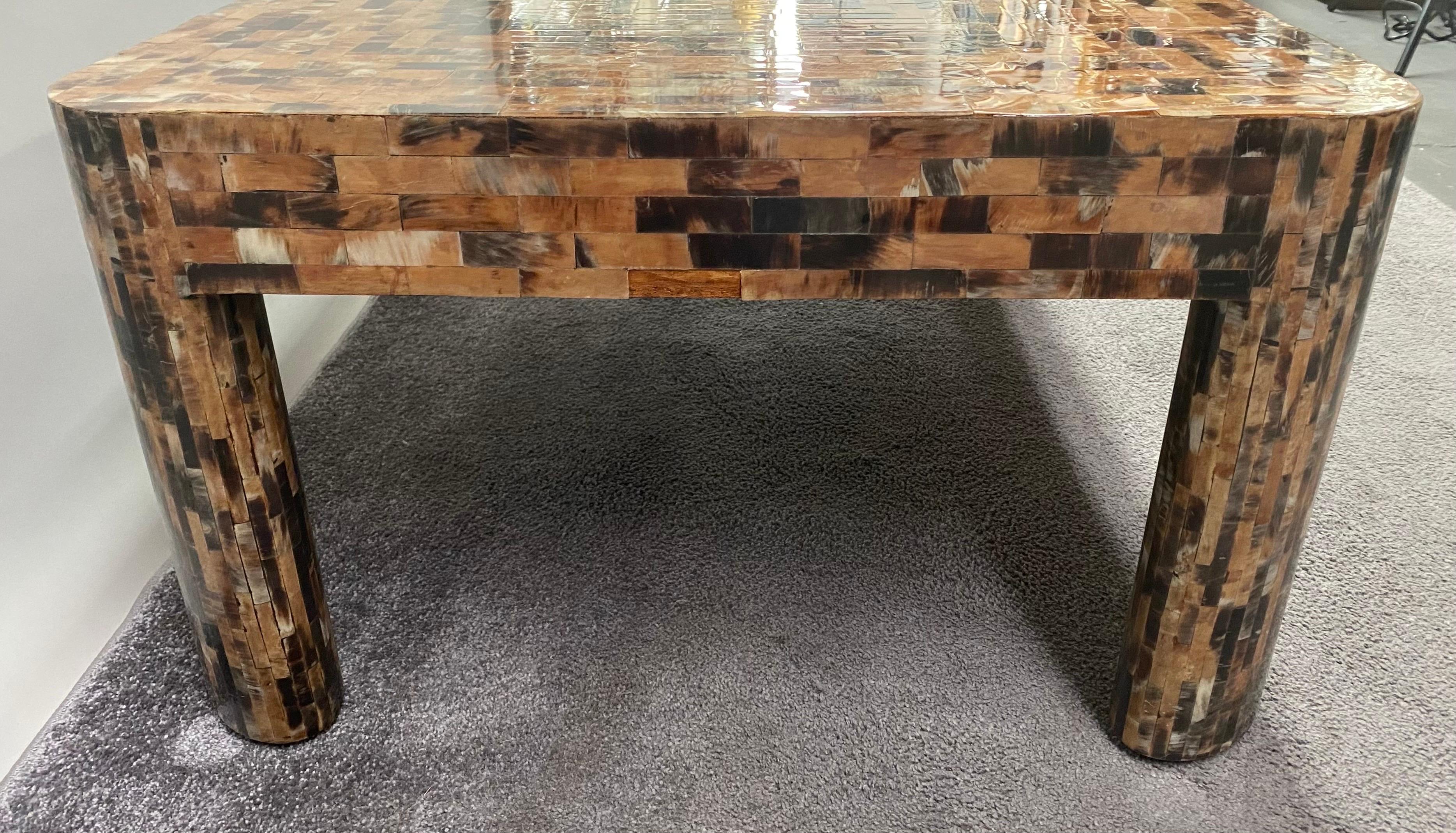 Post Modern Horn Veneer Inlay Tesselated Coffee Table By JIMECO LTDA 6