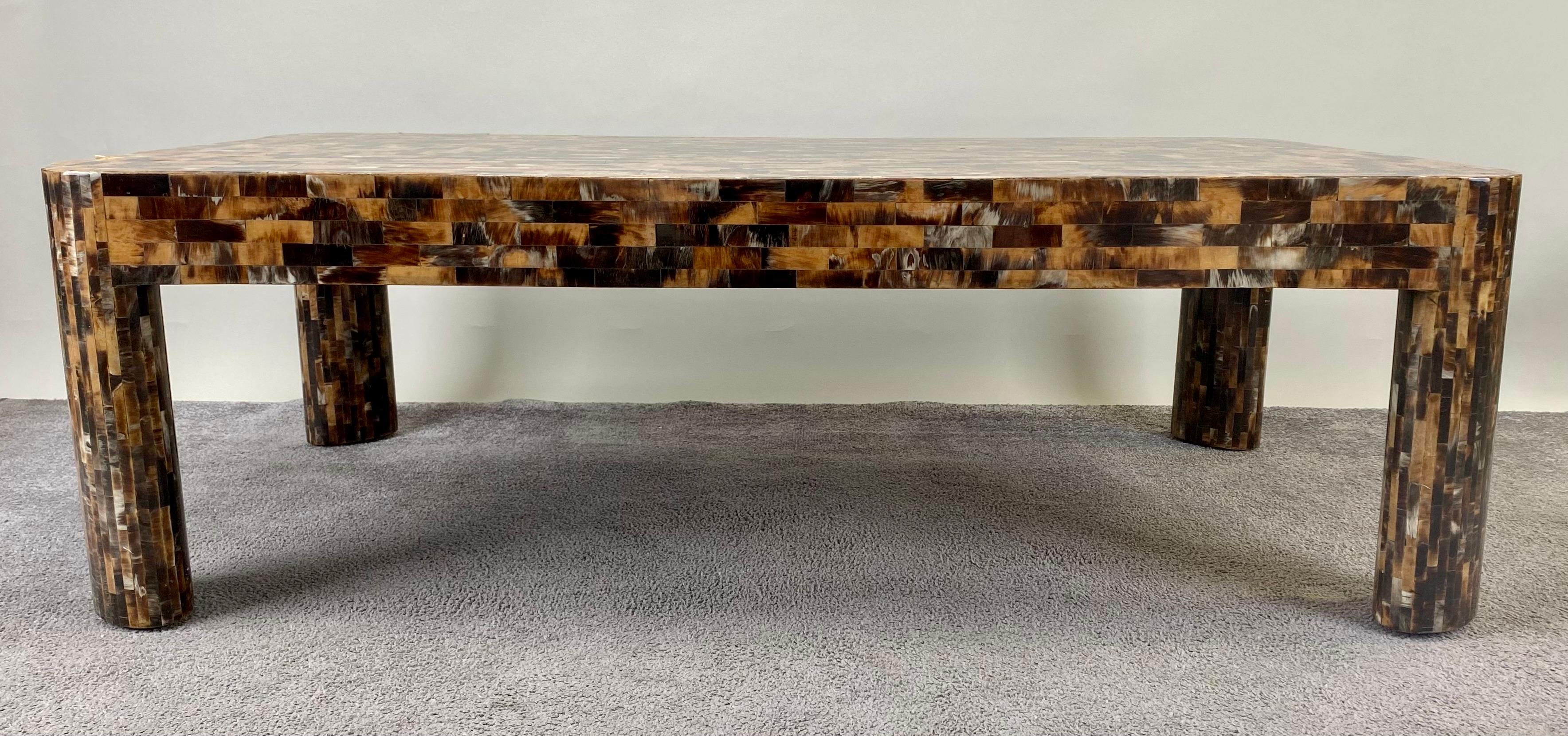 Post-Modern Post Modern Horn Veneer Inlay Tesselated Coffee Table By JIMECO LTDA