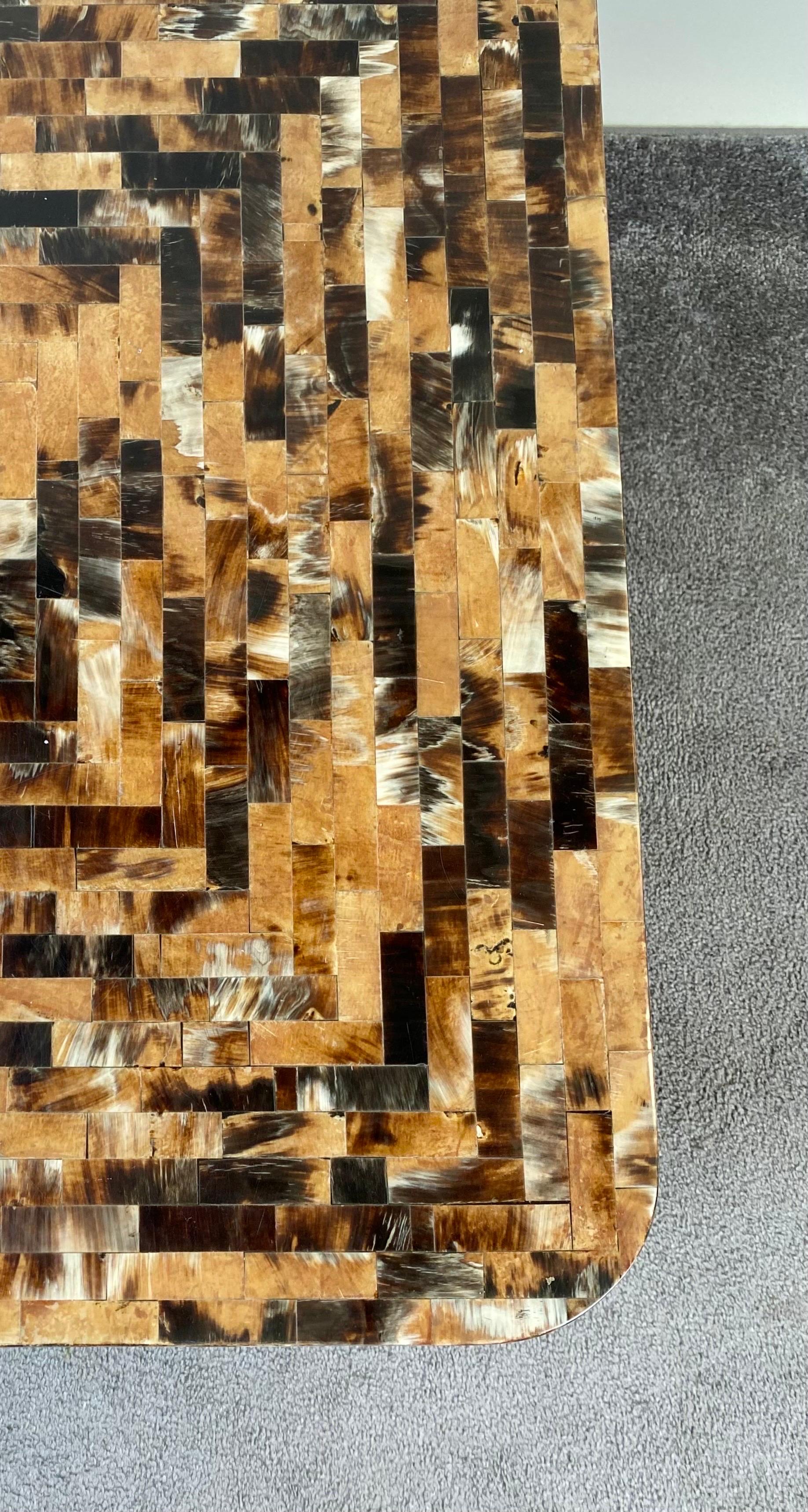 20th Century Post Modern Horn Veneer Inlay Tesselated Coffee Table By JIMECO LTDA