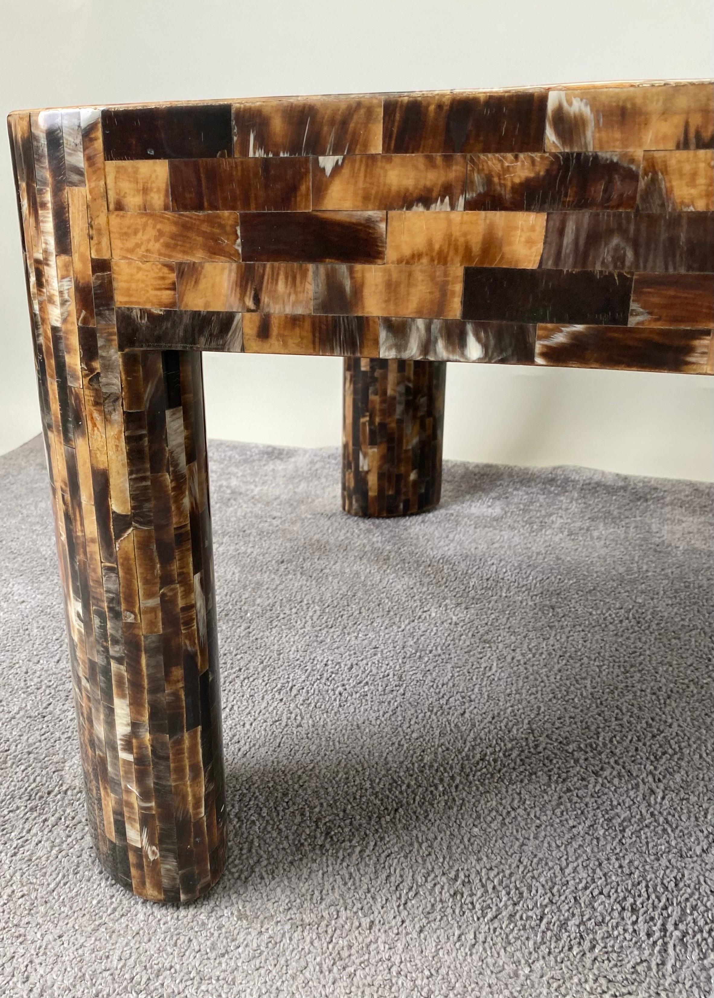 Post Modern Horn Veneer Inlay Tesselated Coffee Table By JIMECO LTDA 1