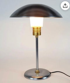 Post Modern Industrial Glass & Galvanized Steel UFO Desk/Table Lamp