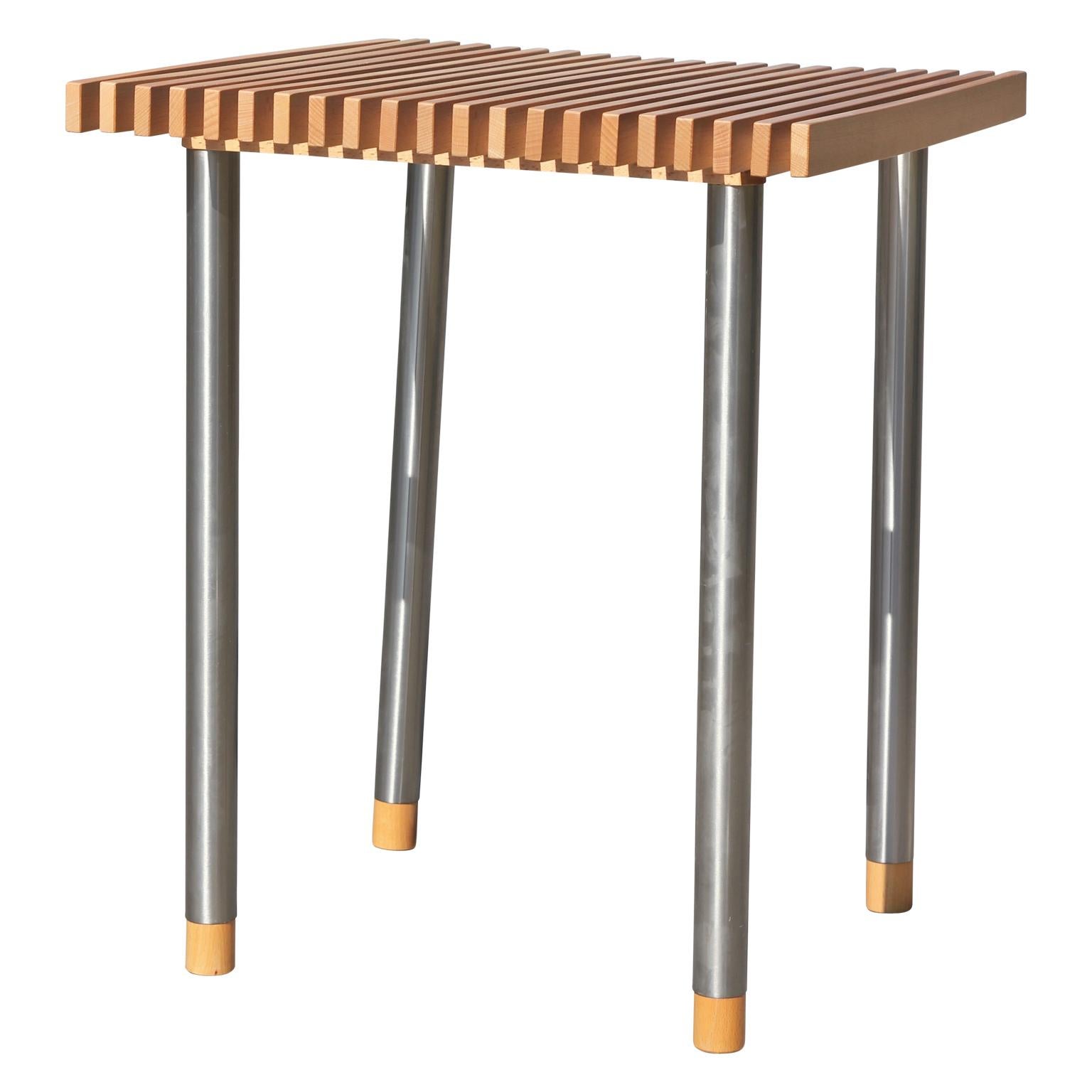 European Post-Modern Insa Modern Birch George Nelson Style Slat Side Table
