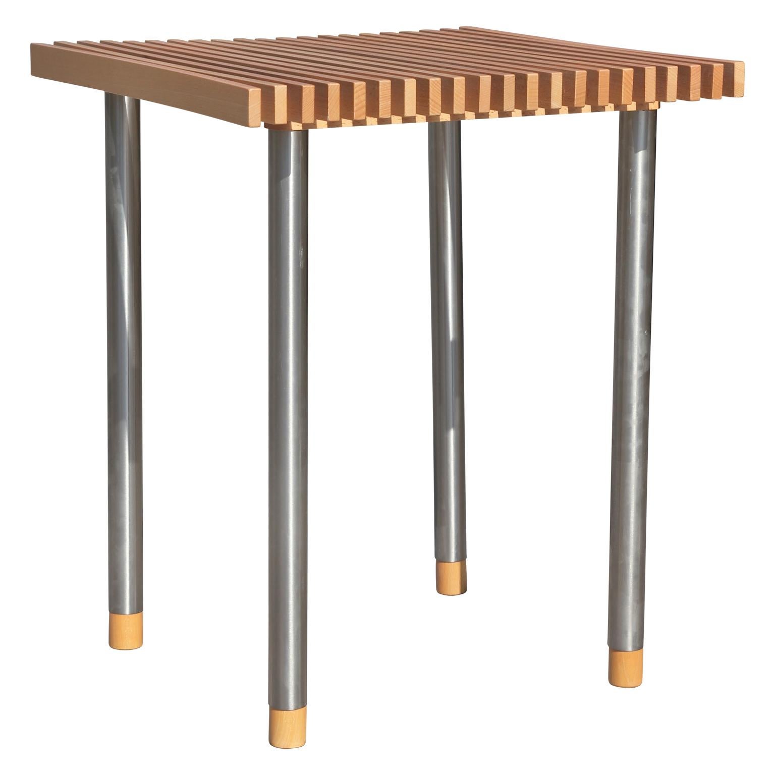 Post-Modern Insa Modern Birch George Nelson Style Slat Side Table In Excellent Condition In Houston, TX