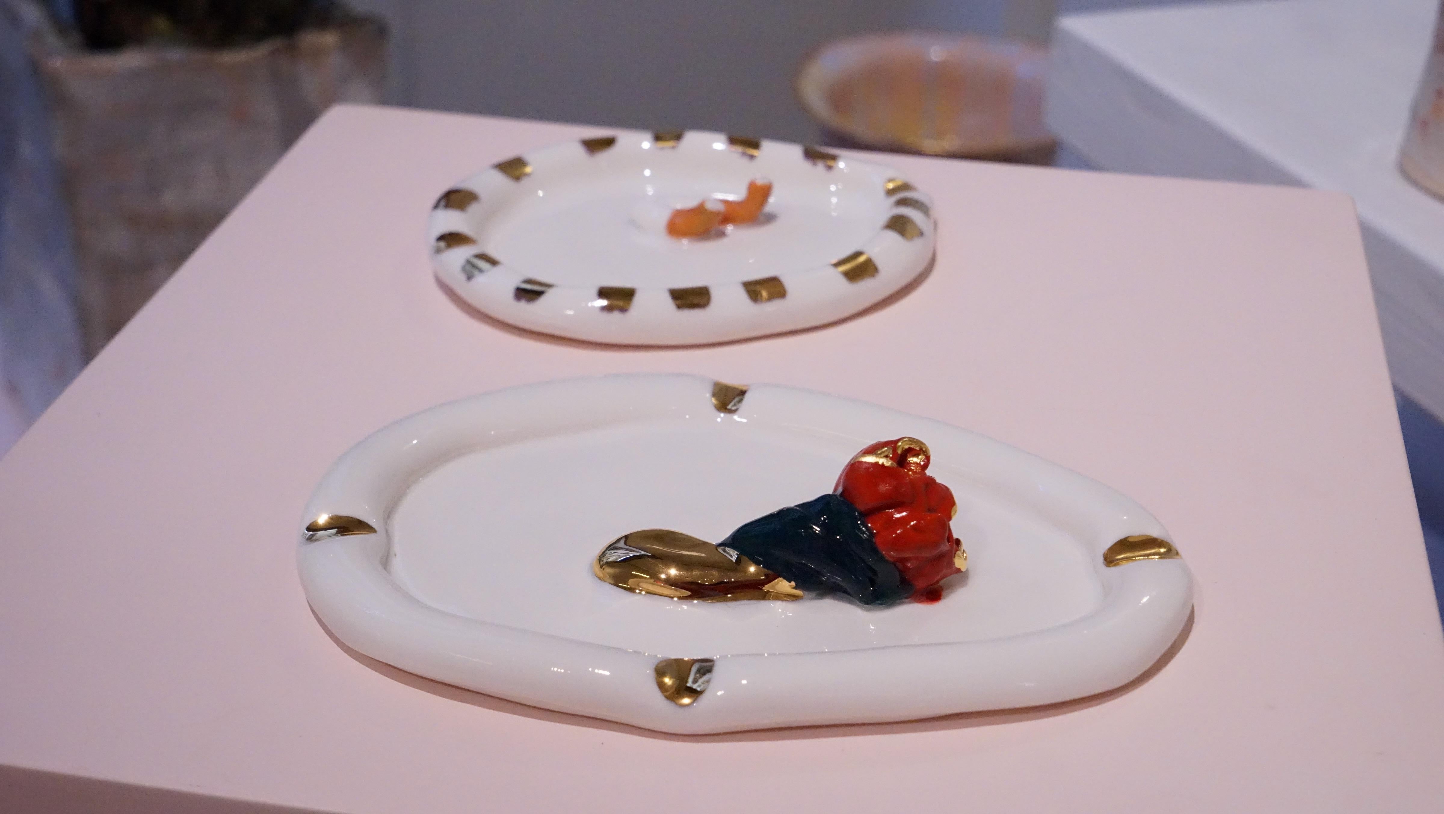 Colección Labios de Inspiración Postmoderna n Cenicero de Porcelana Rosa Roja de Hania Jneid en Nuevo estado para la venta en BARCELONA, ES