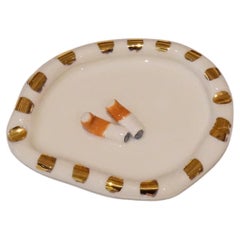 Post Modern Inspired Unique Piece White Porcelain Ashtray by Hania Jneid