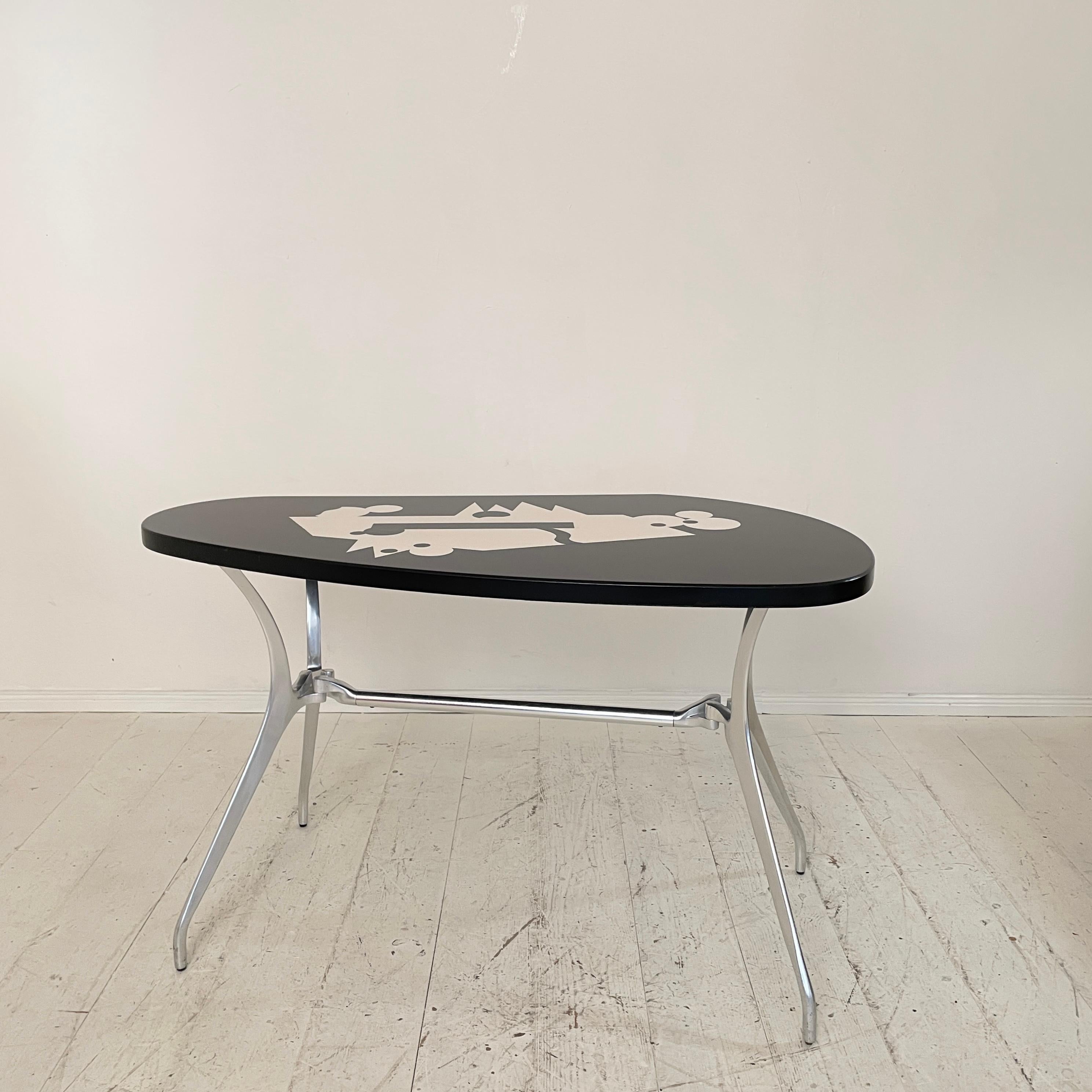 Post-Modern Italian Aluminum Desk or Console Table with Painted Top, 1982 7