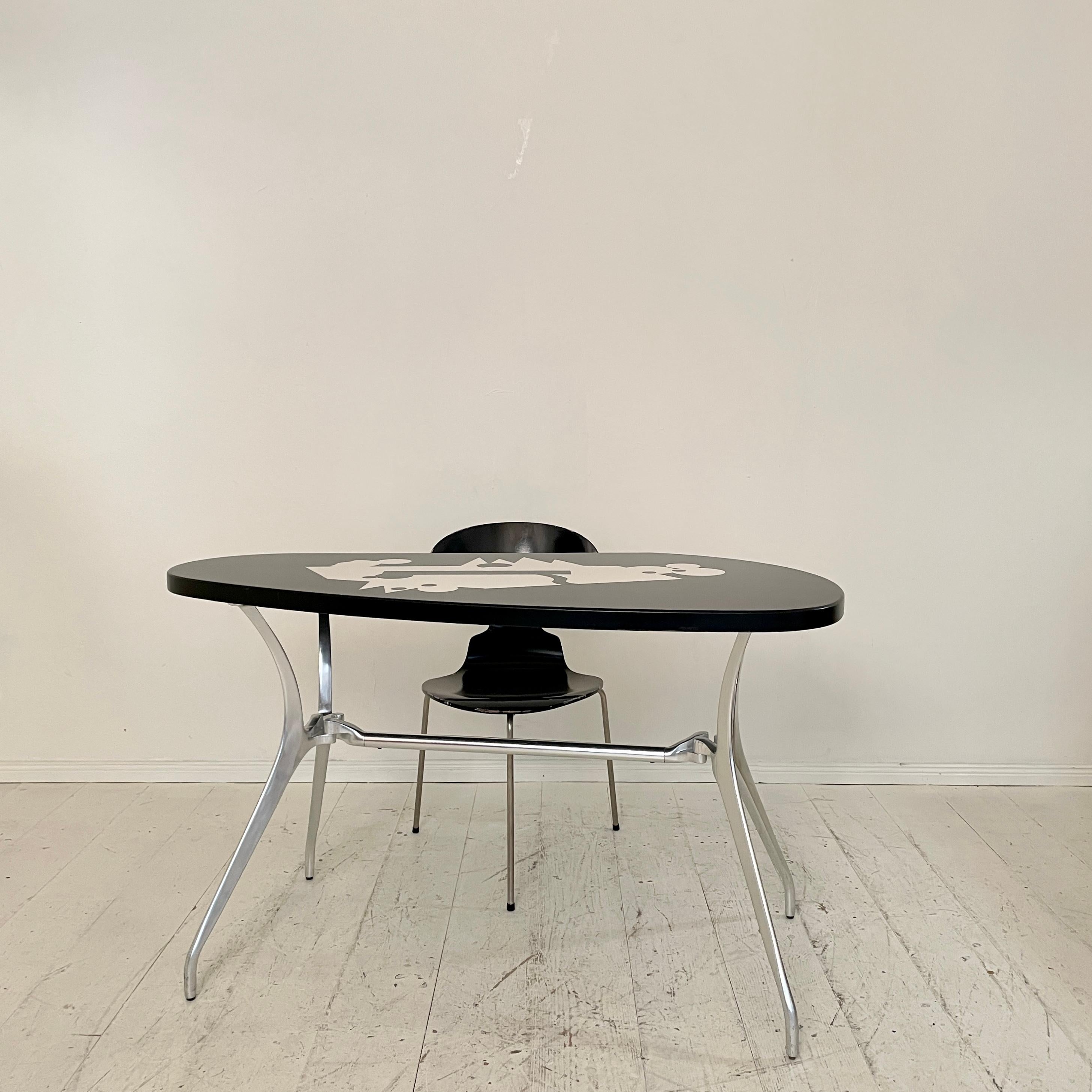 Post-Modern Italian Aluminum Desk or Console Table with Painted Top, 1982 9