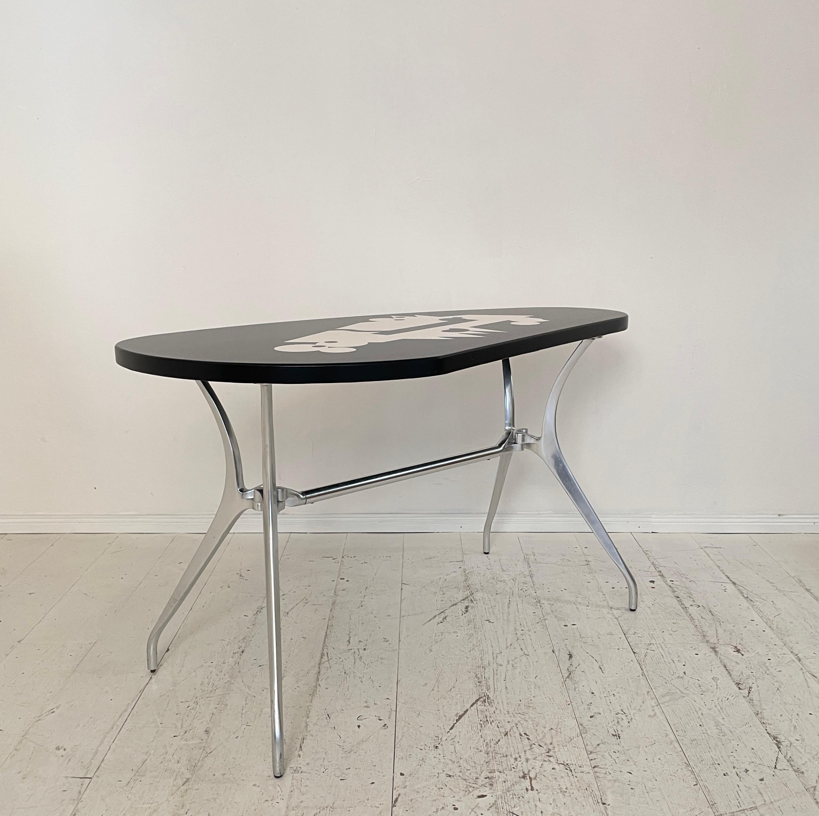 Post-Modern Italian Aluminum Desk or Console Table with Painted Top, 1982 2