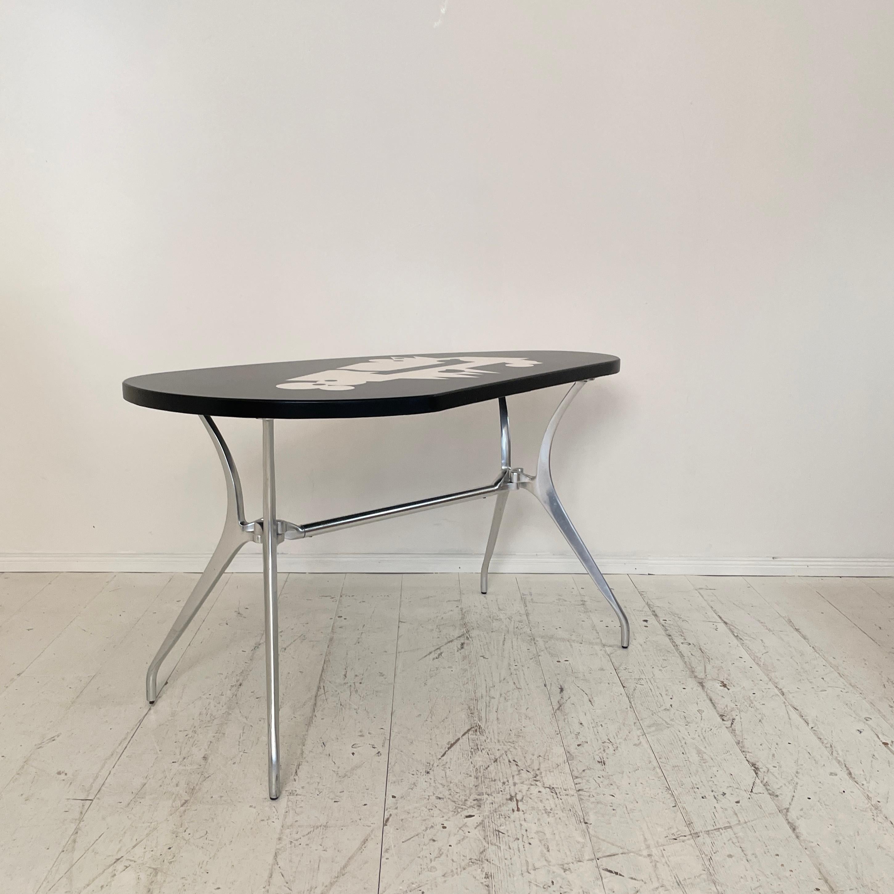 Post-Modern Italian Aluminum Desk or Console Table with Painted Top, 1982 3