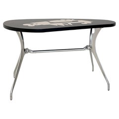 Post-Modern Italian Aluminum Desk or Console Table with Painted Top, 1982