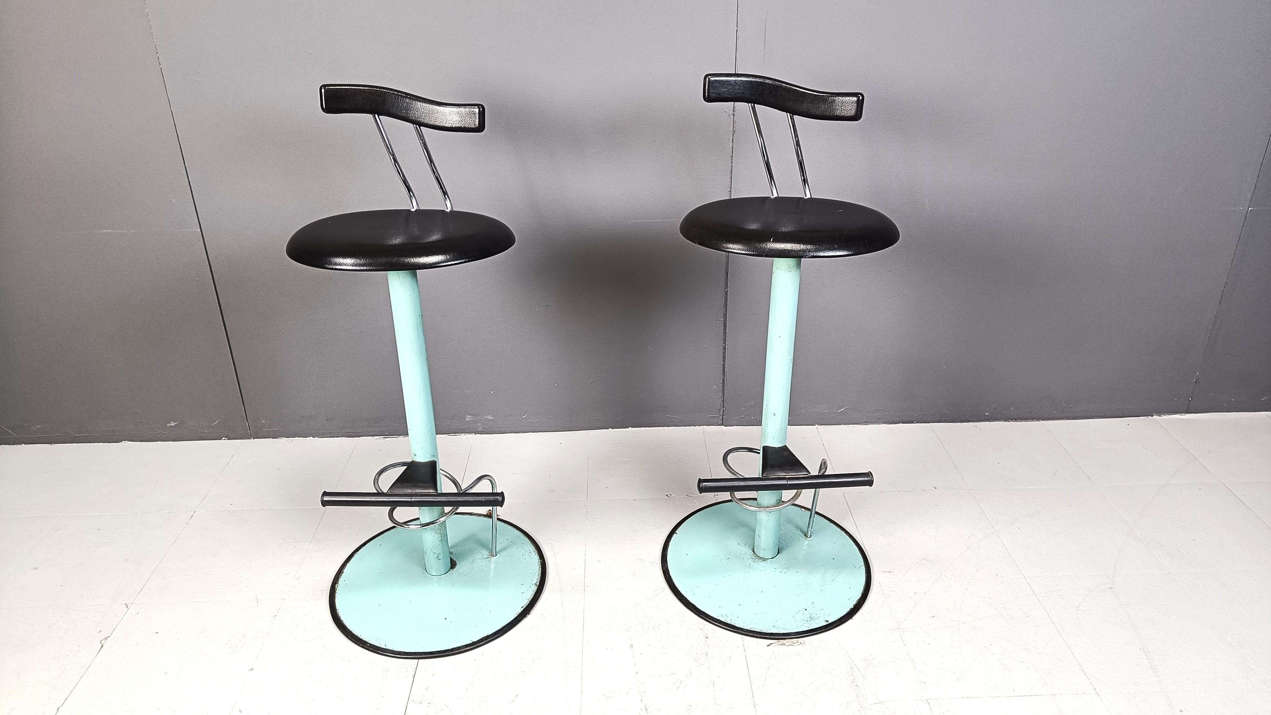 Post-Modern Post modern italian bar stools, 1980s -set of 2 For Sale