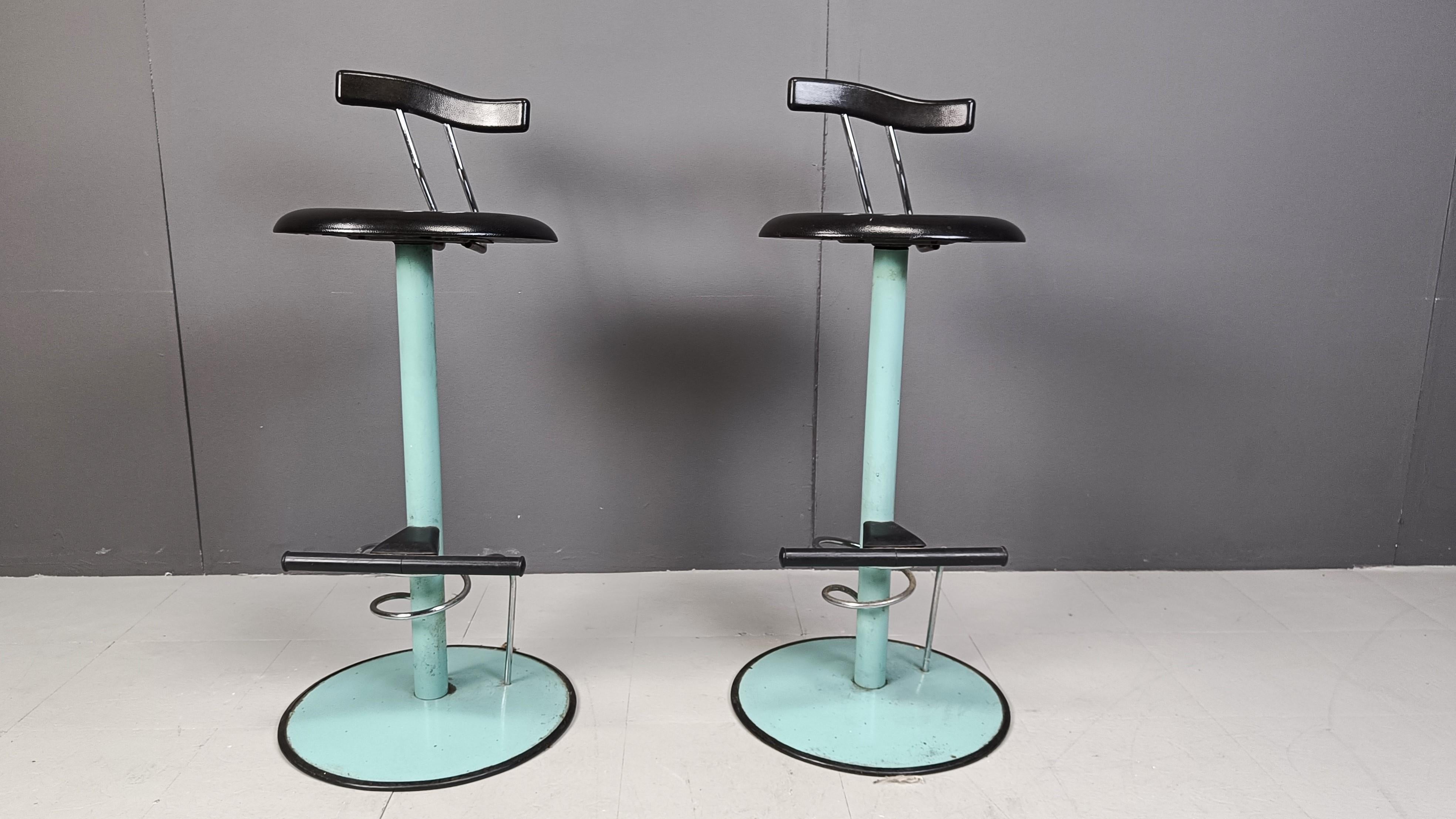 Italian Post modern italian bar stools, 1980s -set of 2 For Sale