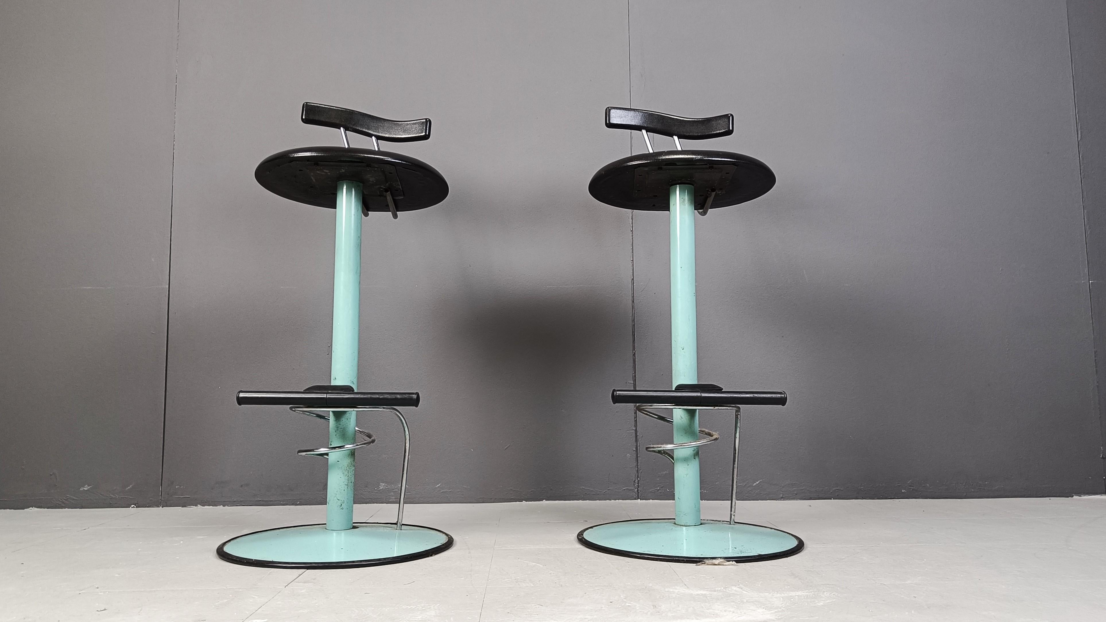 Late 20th Century Post modern italian bar stools, 1980s -set of 2 For Sale