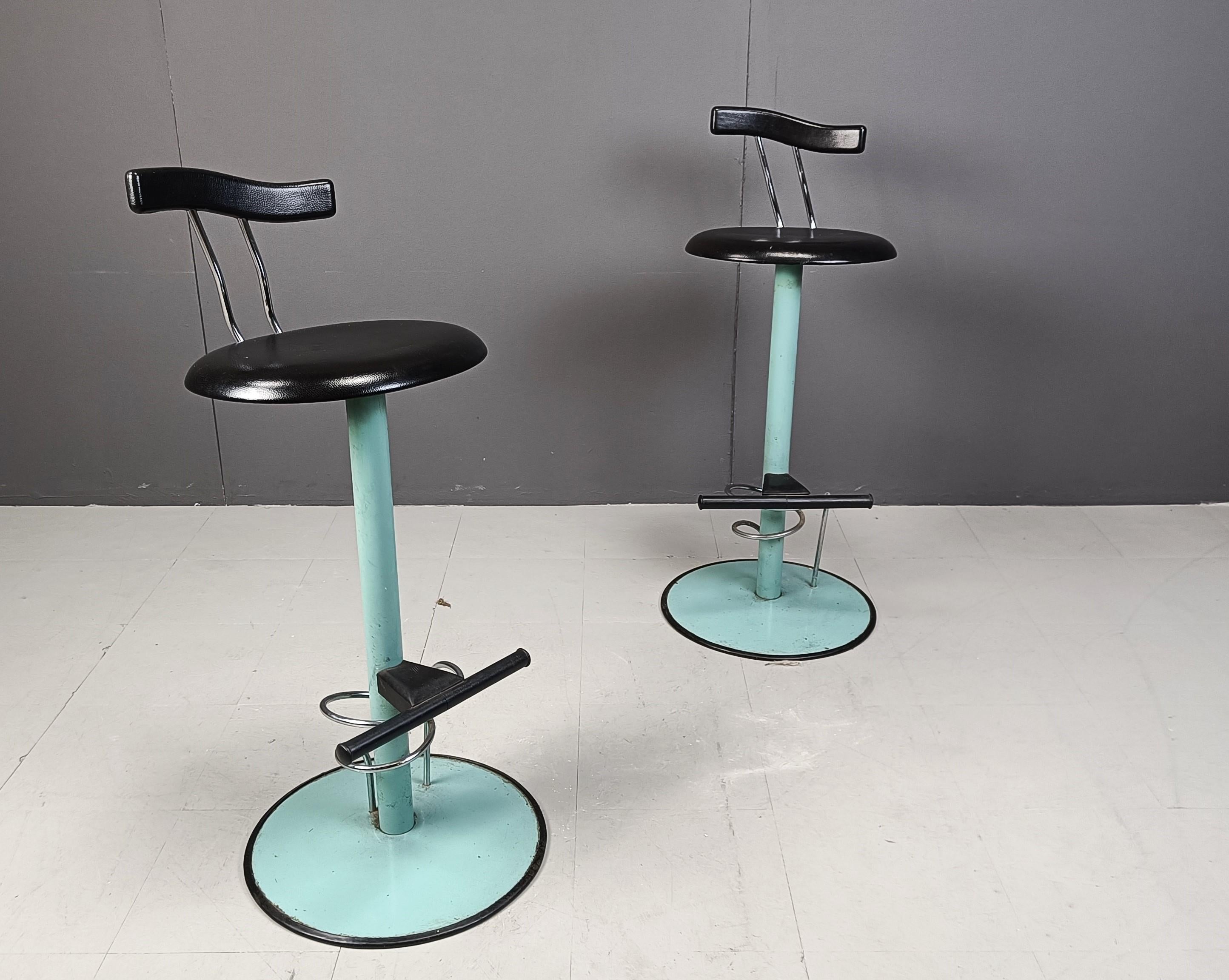 Post modern italian bar stools, 1980s -set of 2 For Sale 1
