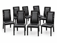 Post Modern Italian Black Lacquered Dining Chairs - Set of 8