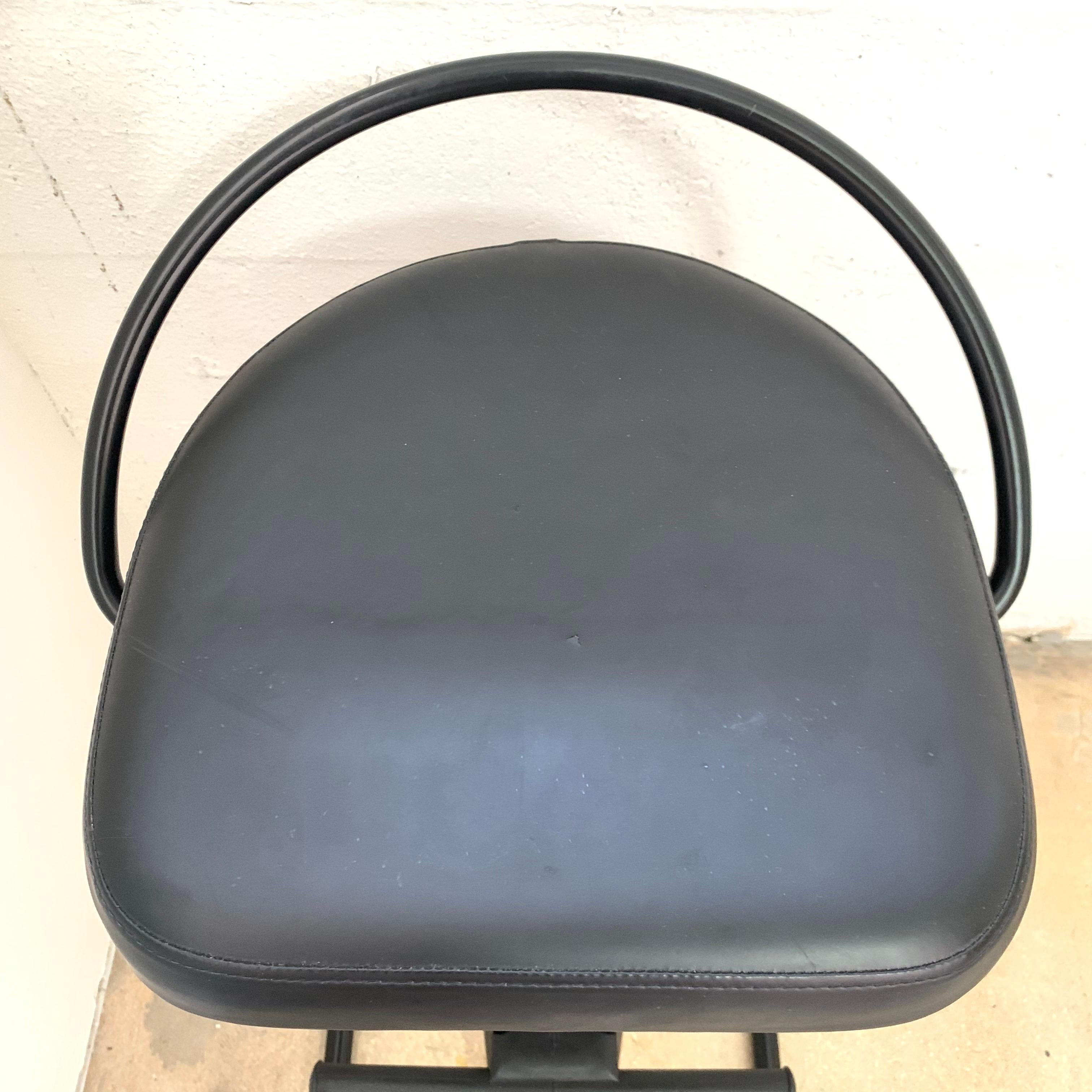 Upholstery Postmodern Italian Black Rubber Bar Stools, Italy, 1990s For Sale
