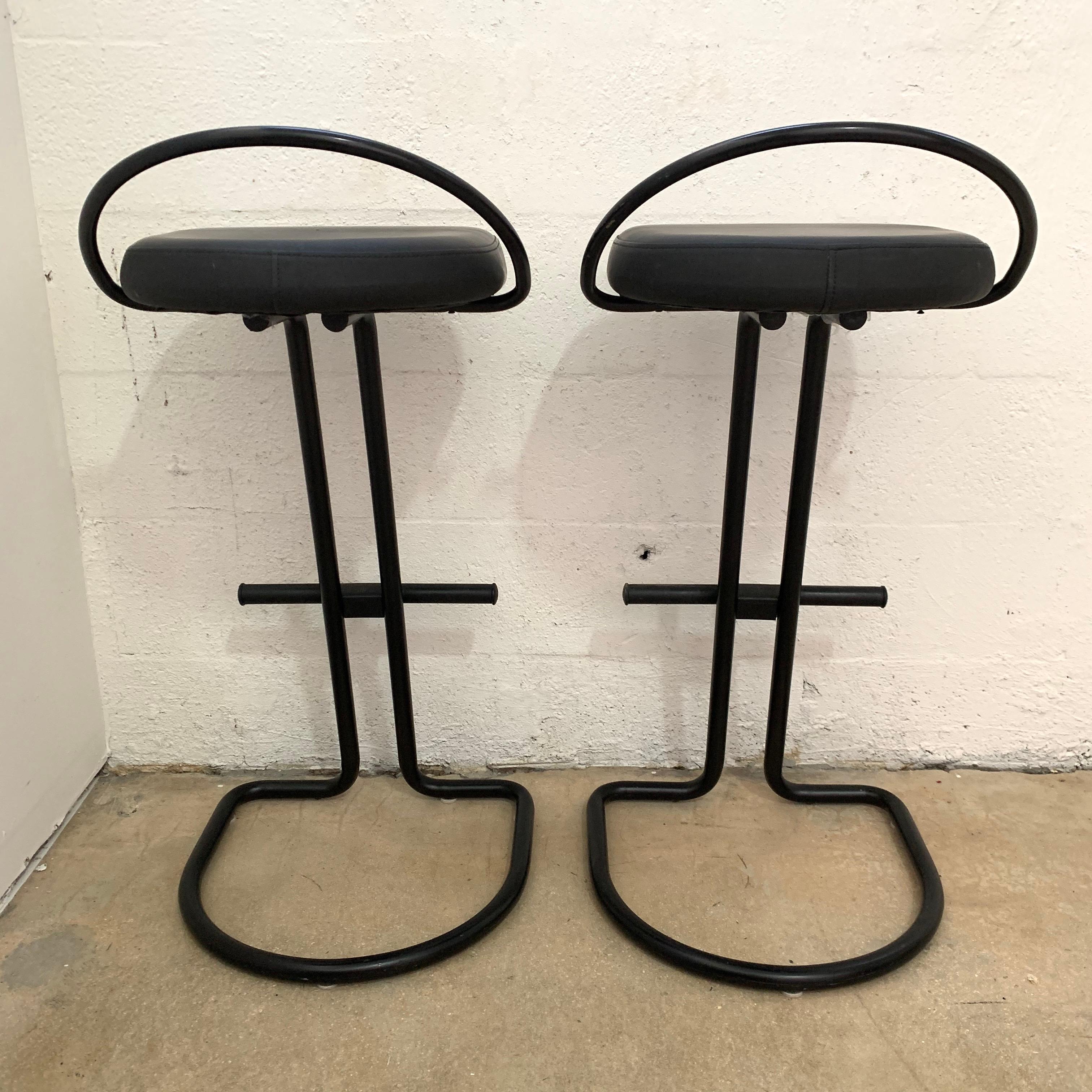 Painted Postmodern Italian Black Rubber Bar Stools, Italy, 1990s For Sale