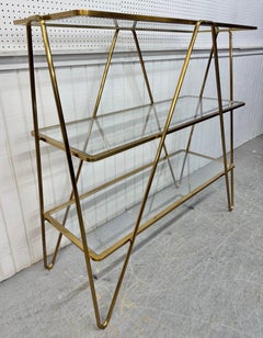 Post Modern Italian Brass & Glass Hairpin Etagere