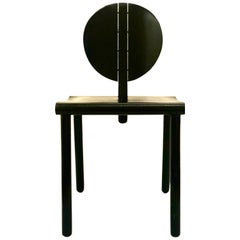 Post Modern Italian Chair in Leather Seat & Ebonized Oak Frame by Crassevig