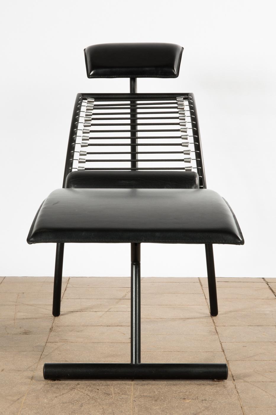 Chaise longue italienne The Moderns en faux cuir noir, années 1980 en vente 2