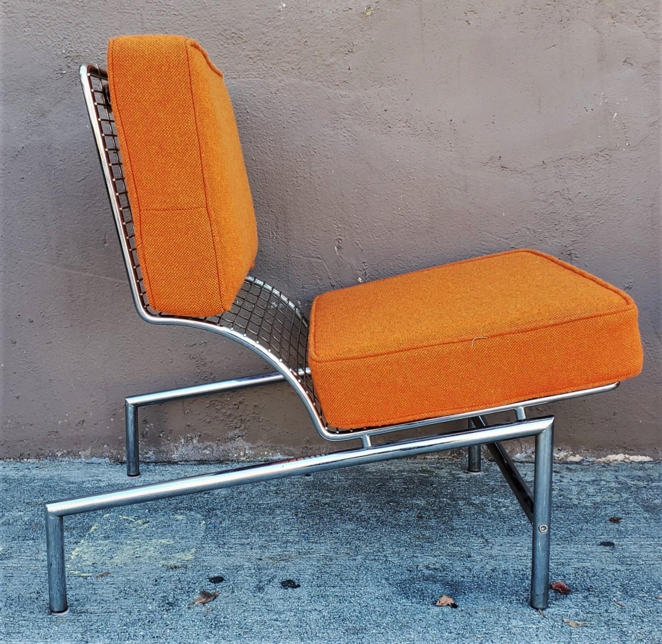 Postmodern Italian chrome pair of lounge chairs.
 