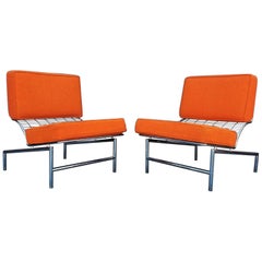 Postmodern Italian Chrome Pair of Lounge Chairs