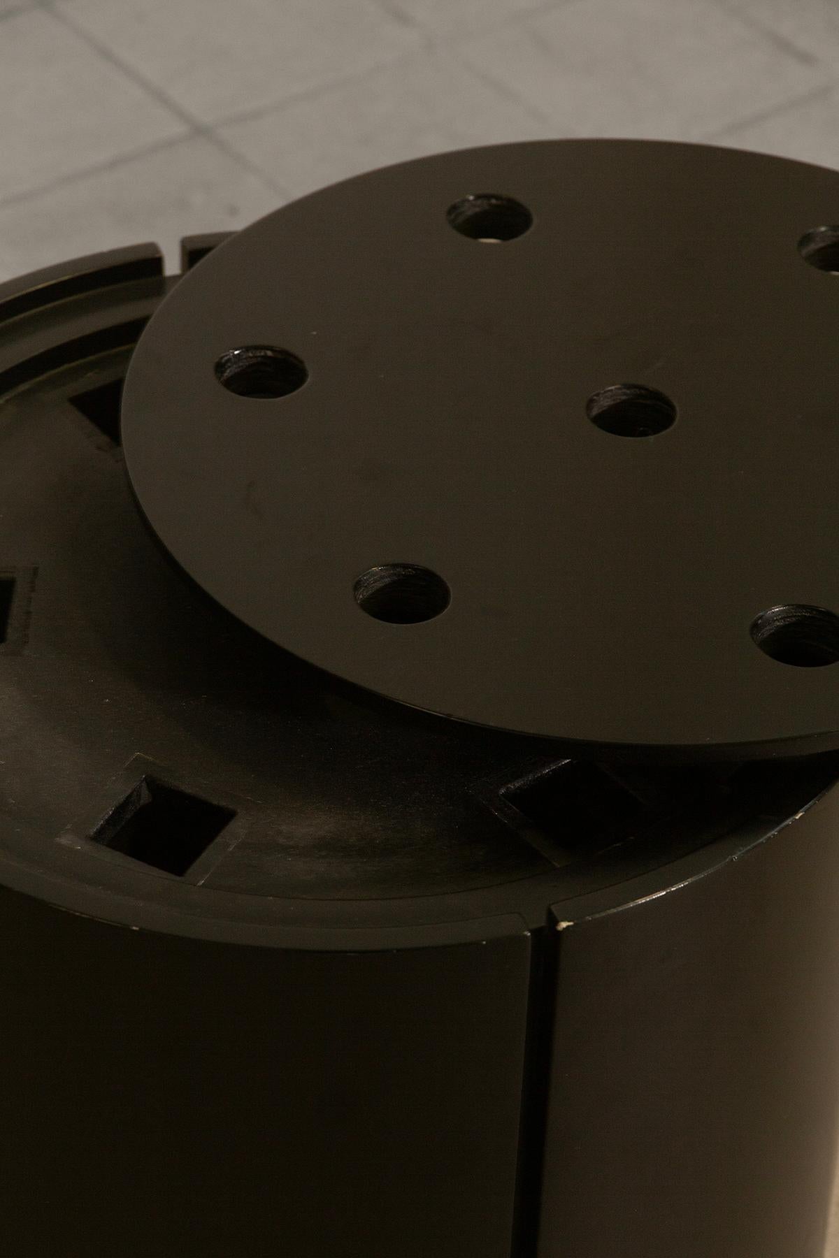 Wood Post-modern Italian design umbrella stand in black For Sale