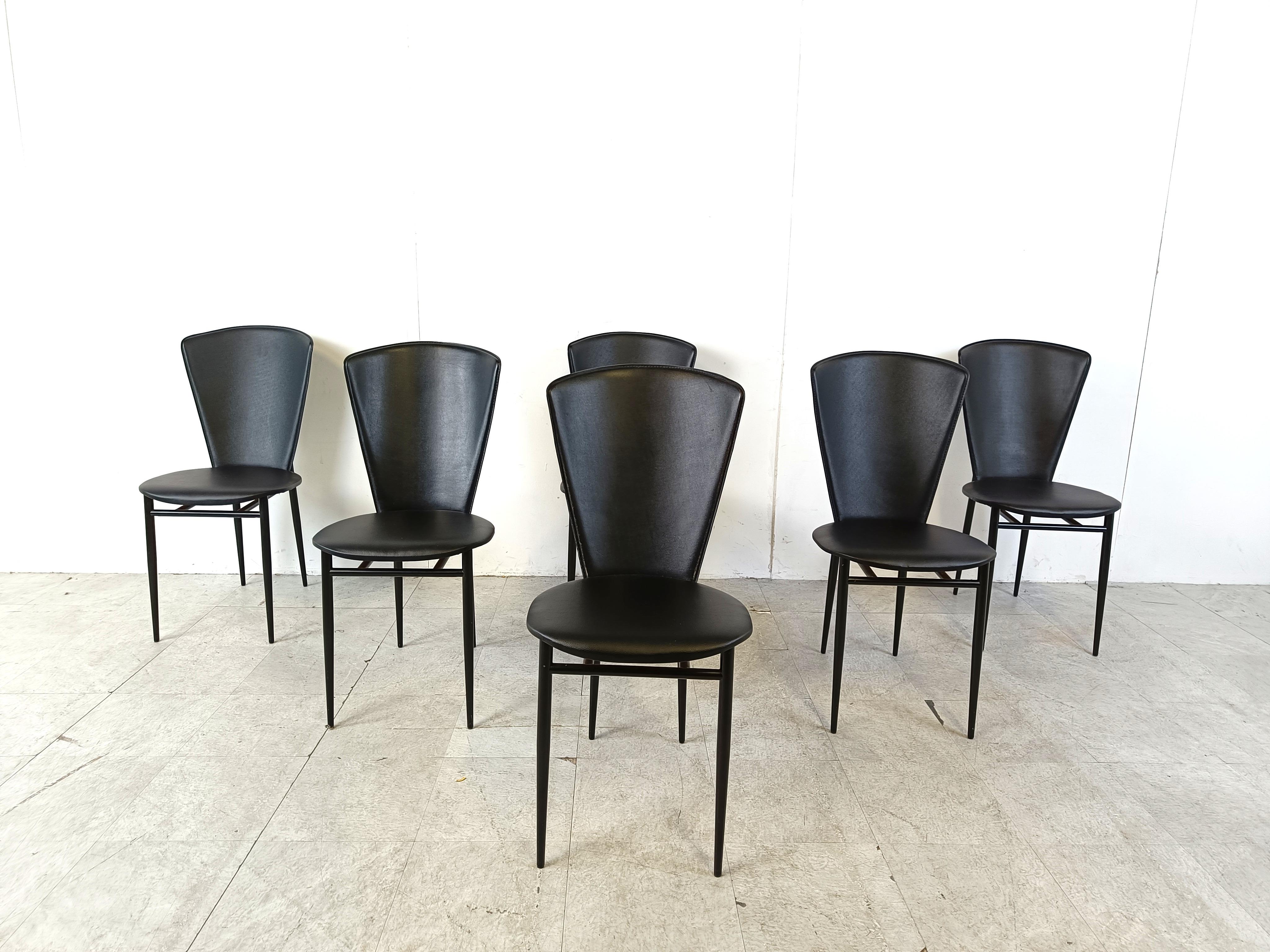 Italian Post modern italian dining chairs, 1980s  For Sale