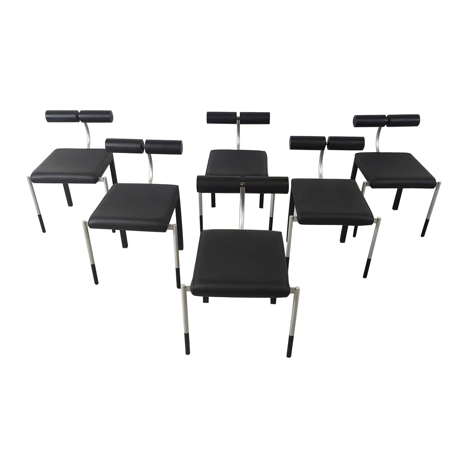 Post modern italian dining chairs, set of 6, 1980s