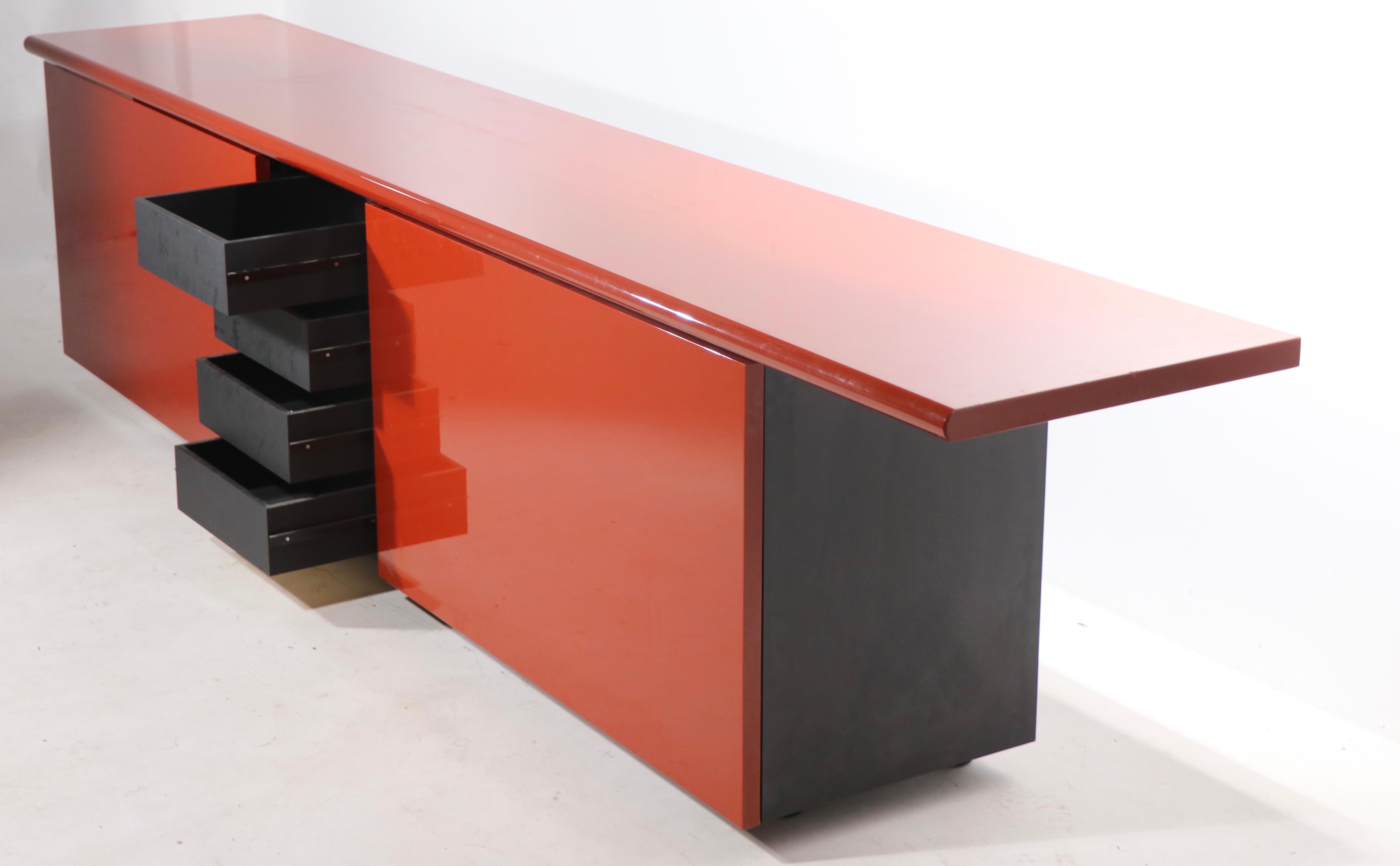 Wood Post Modern Italian Lacquer Sideboard by Stoppino and Acerbis