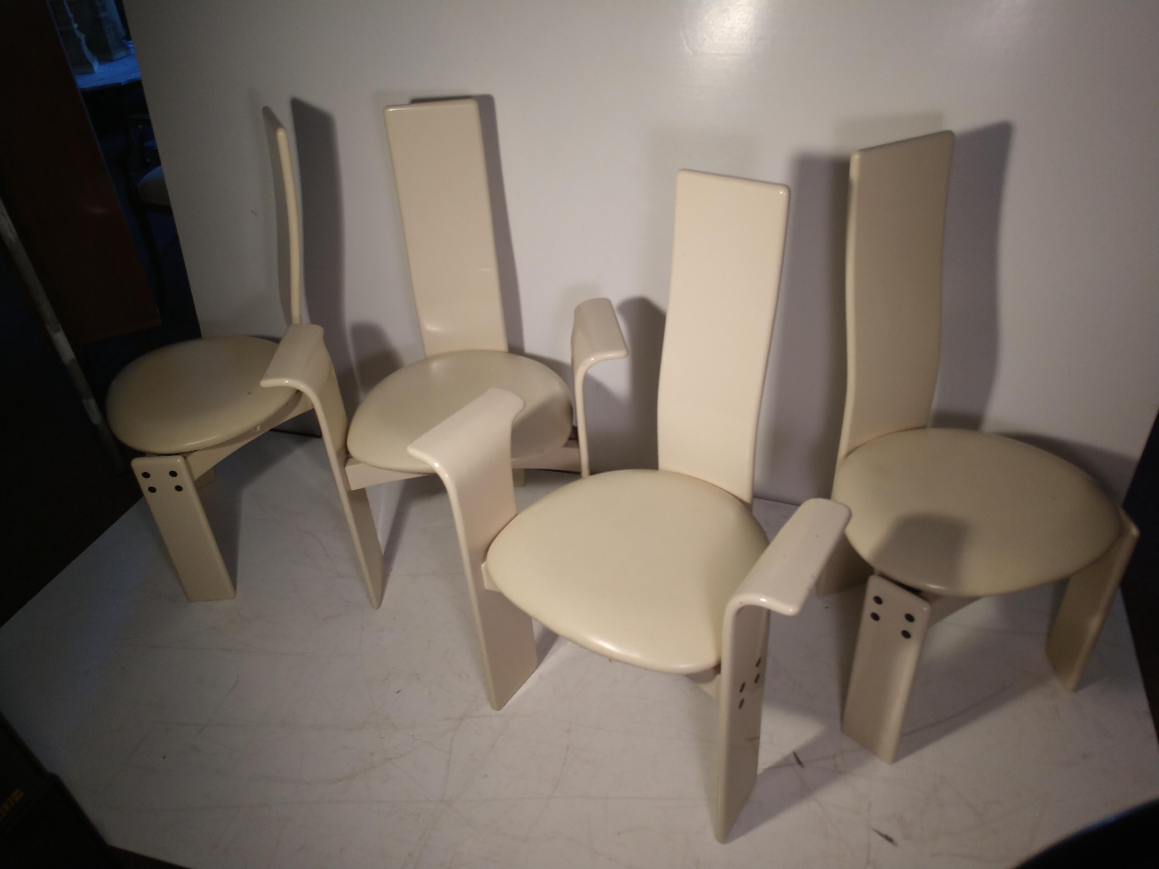 Post Modern Italian Lacquered Set of Four Dining Chairs For Sale 2