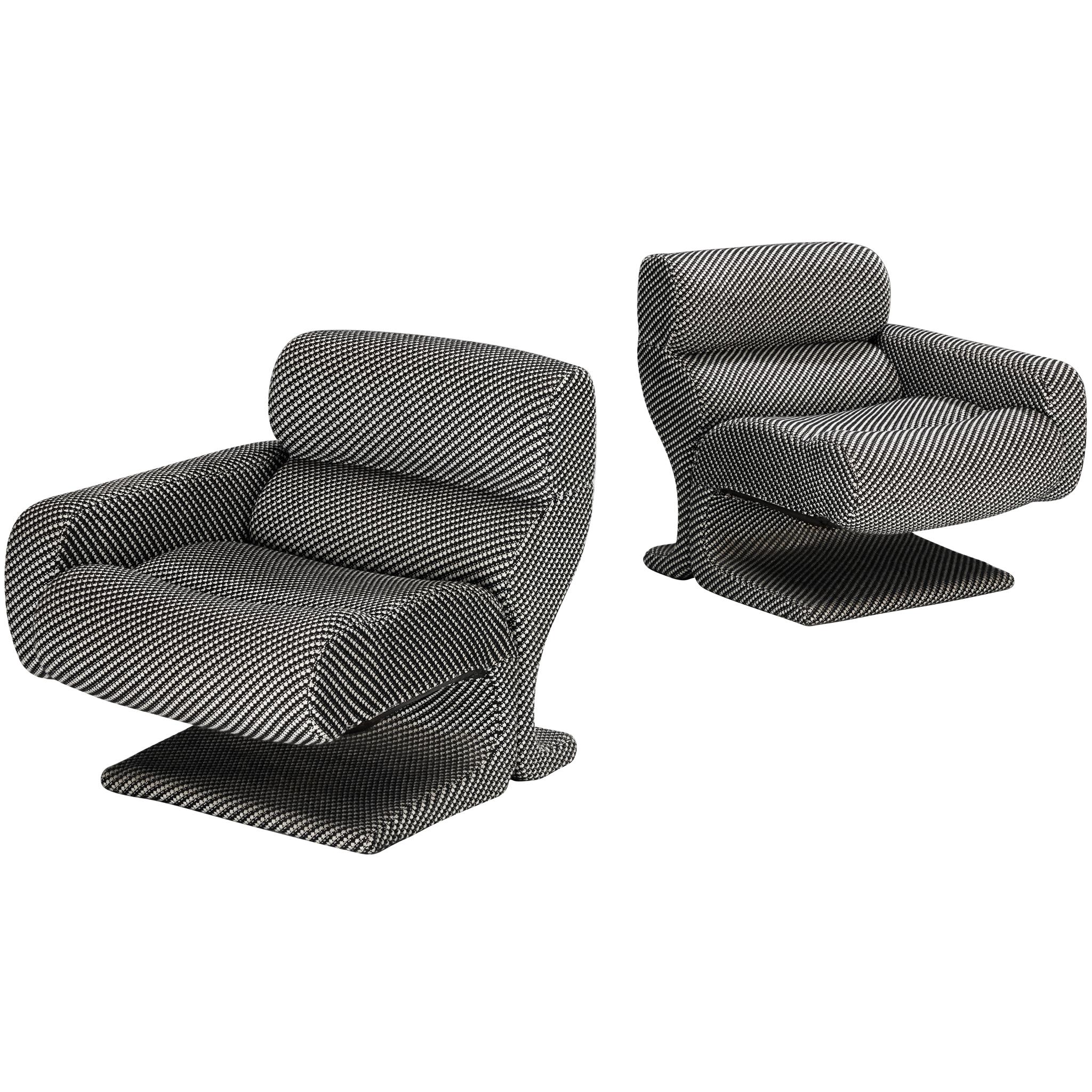 Postmoderne italienische Loungesessel mit karierter Polsterung im Angebot