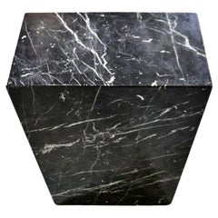 Post modern Italian marble and wood abstract pedestal table