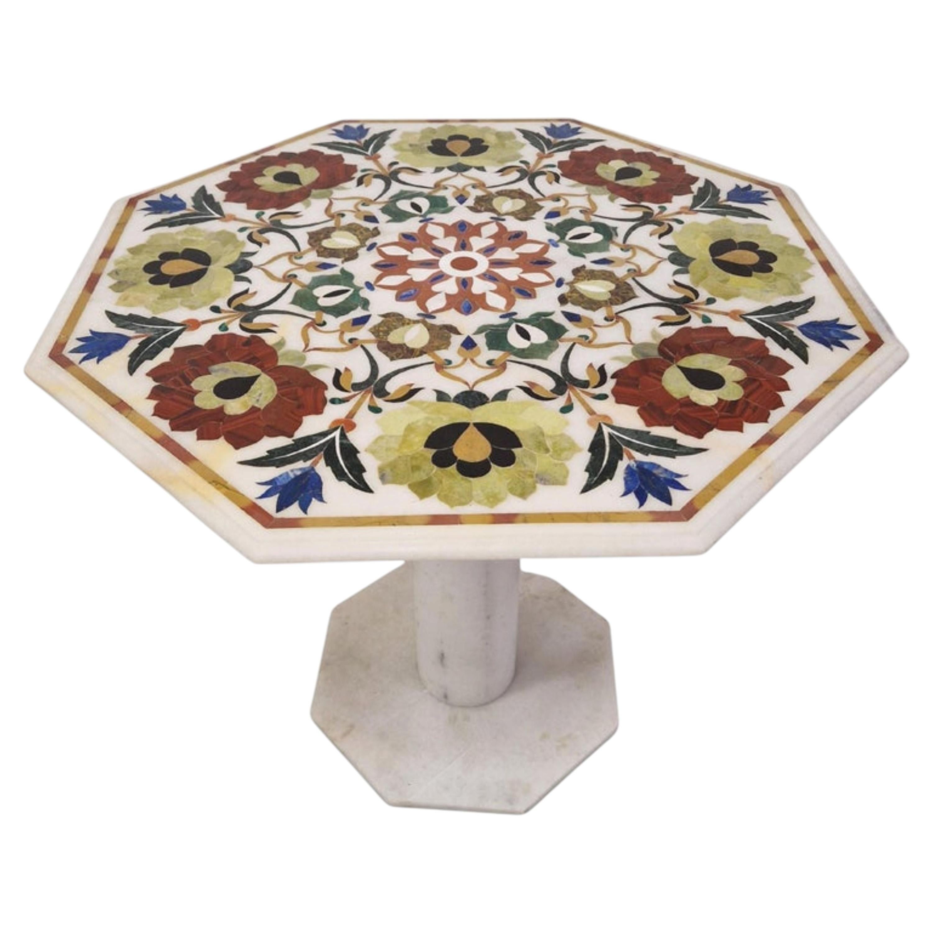 By Design Modern Italian Marble Table Pietra Dura with Floral Inlays Interior Design