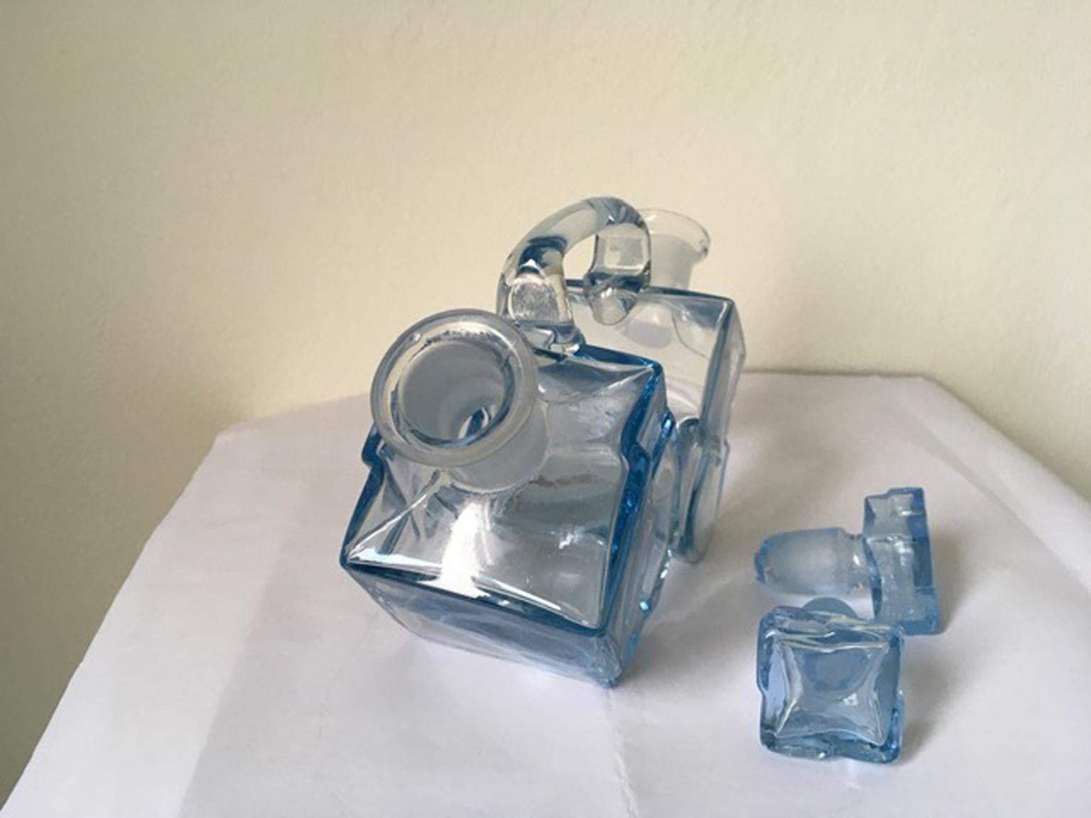 Post Modern Italian Murano Glass Blue Cruet For Sale 3