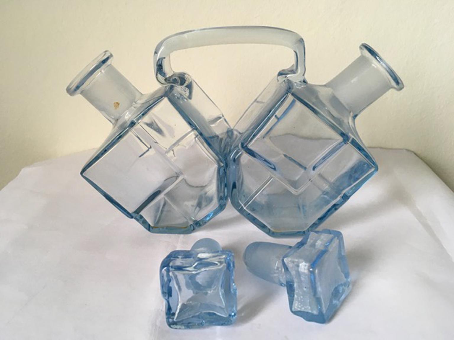 Post Modern Italian Murano Glass Blue Cruet For Sale 6