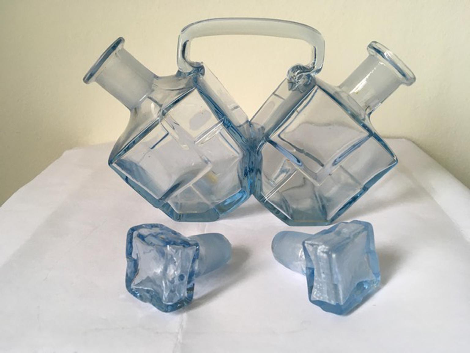 Post Modern Italian Murano Glass Blue Cruet In Good Condition For Sale In Brescia, IT