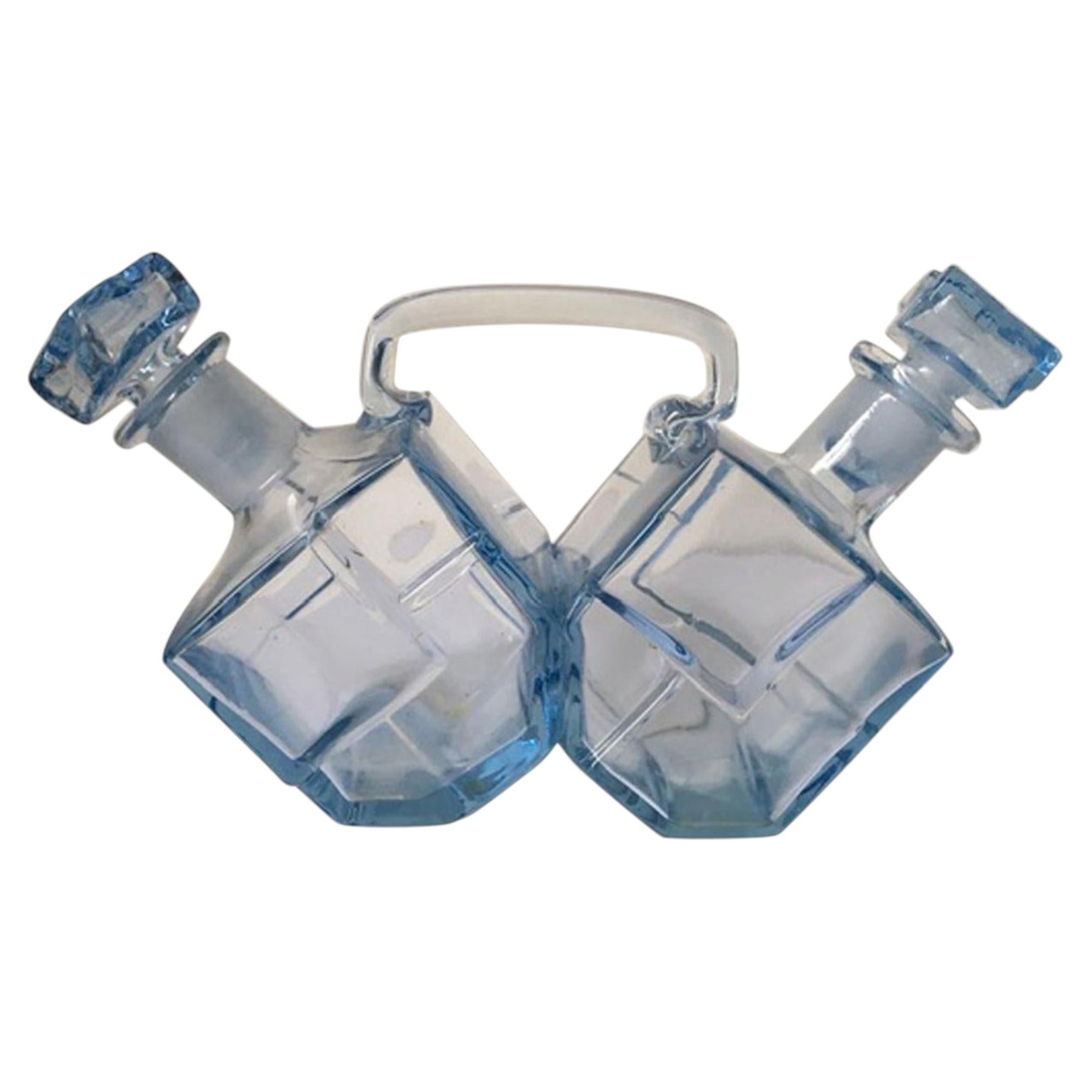 Italian Murano Glass Double Cruet Set, Light Blue, 1960s Design For Sale