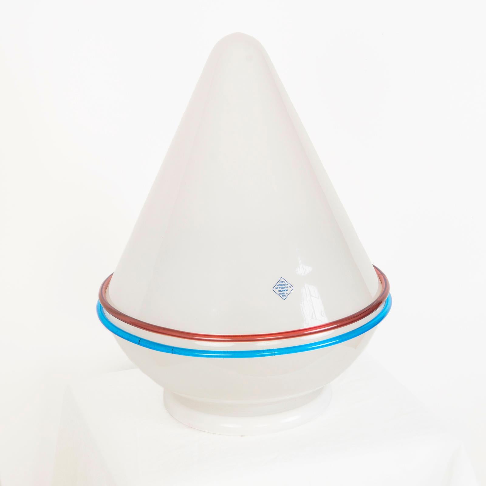 20th Century Post-Modern Italian Murano Glass Cone Table Lamp by for De Majo Luce For Sale
