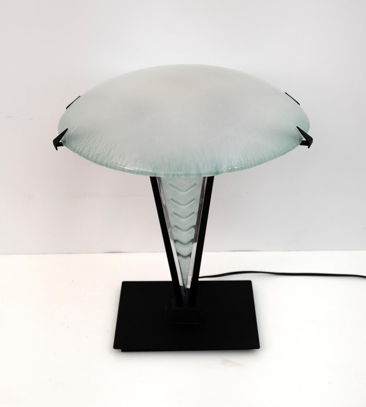Late 20th Century Post Modern Italian Murano Glass Mushroom Table Lamp, 1980s For Sale