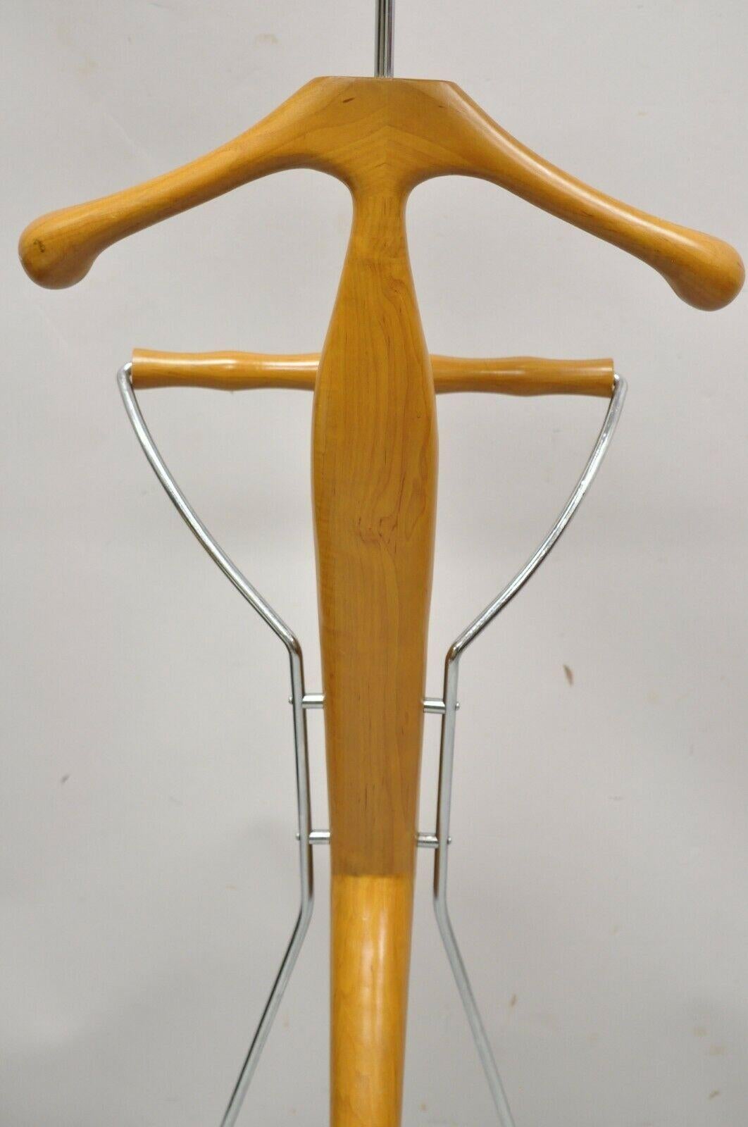 Post Modern Italian Sculpted Cherry Wood and Metal Clothing Valet by Porada For Sale 5