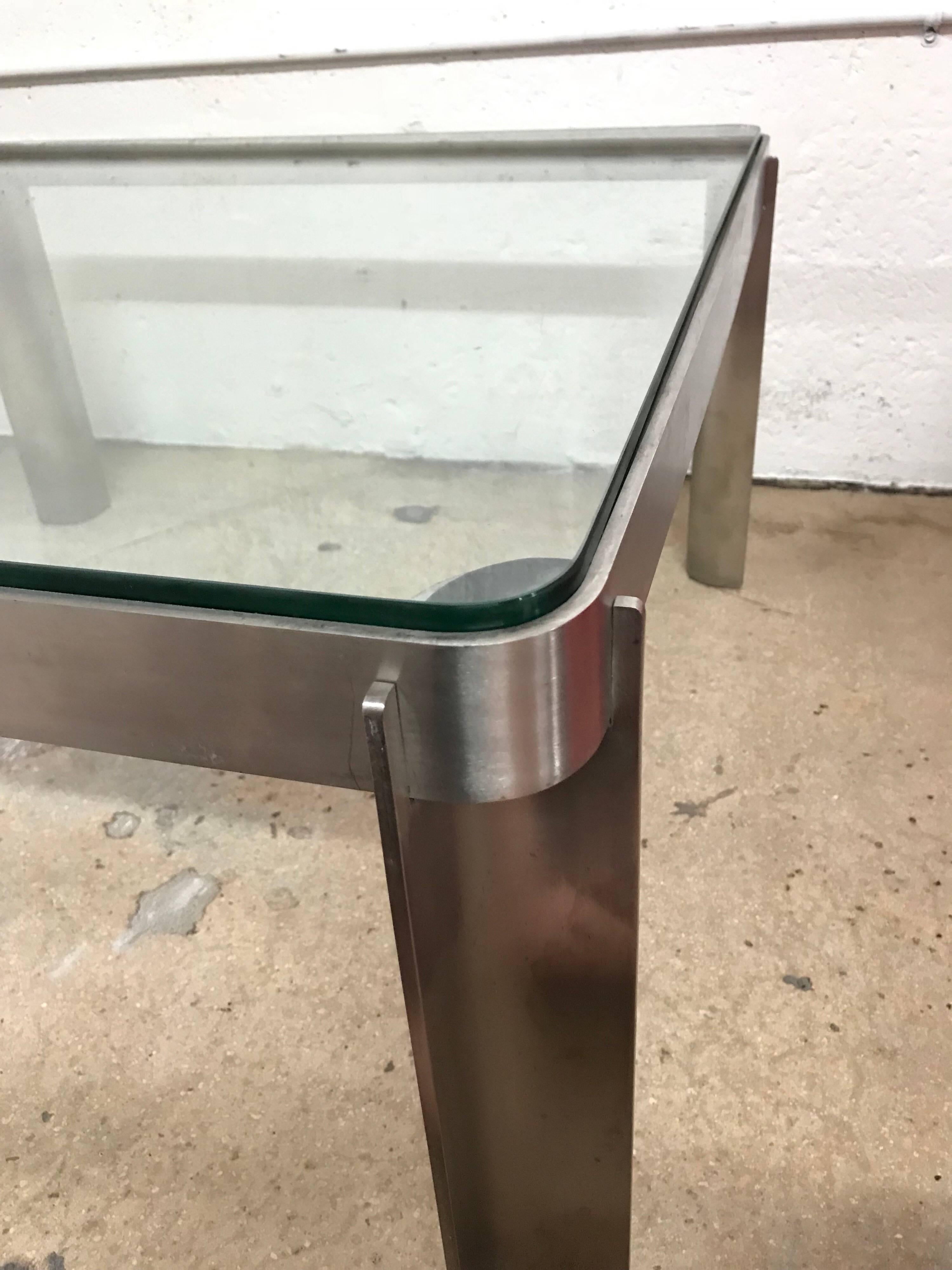 Post Modern Italian Steel and Glass Coffee or Cocktail Table, Italy, circa 1980s For Sale 5