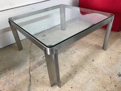 Table basse ou de cocktail Osvaldo Borsani T113 en acier et verre, Tecno, Italie, 1970