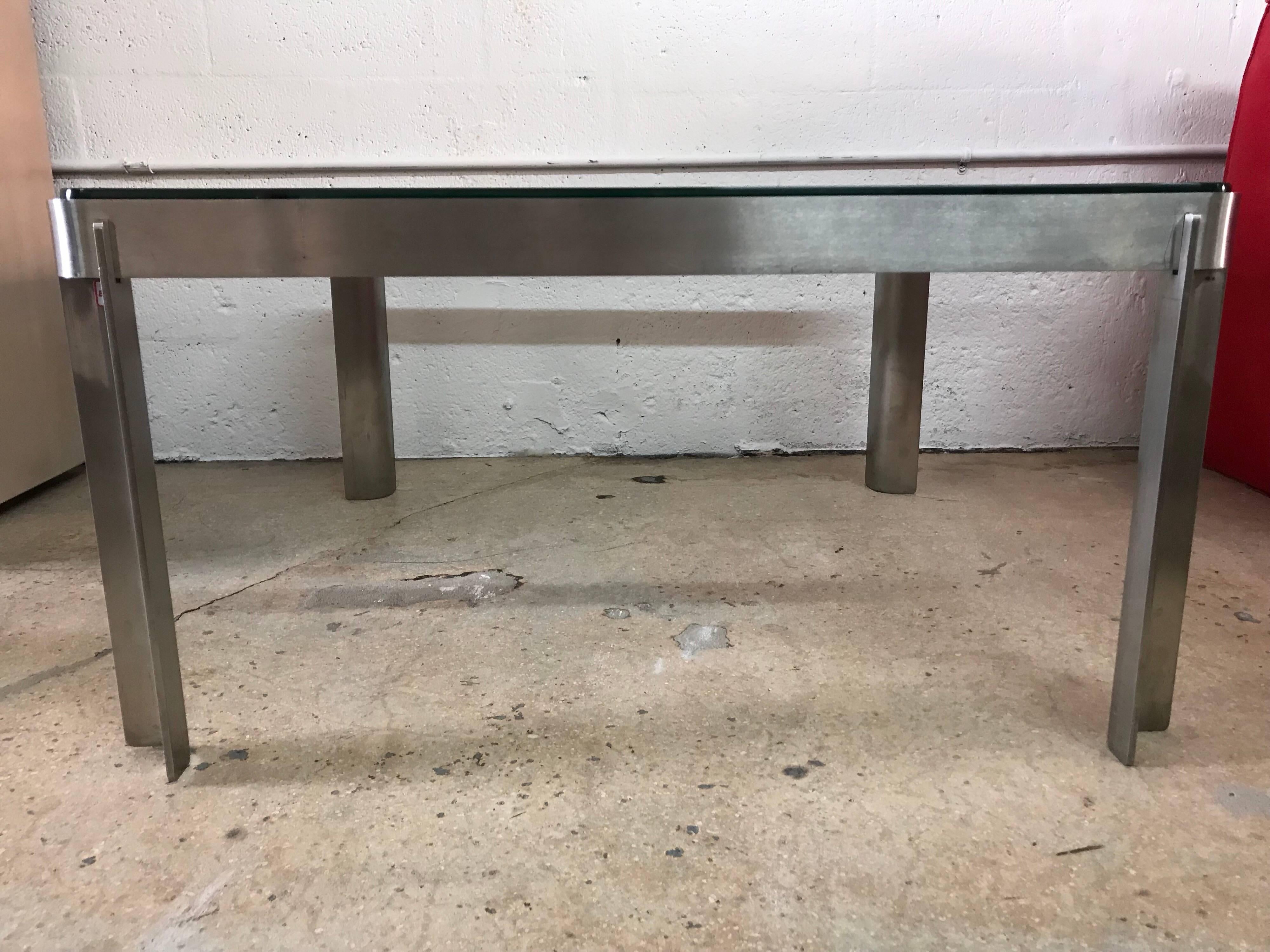 20th Century Post Modern Italian Steel and Glass Coffee or Cocktail Table, Italy, circa 1980s For Sale