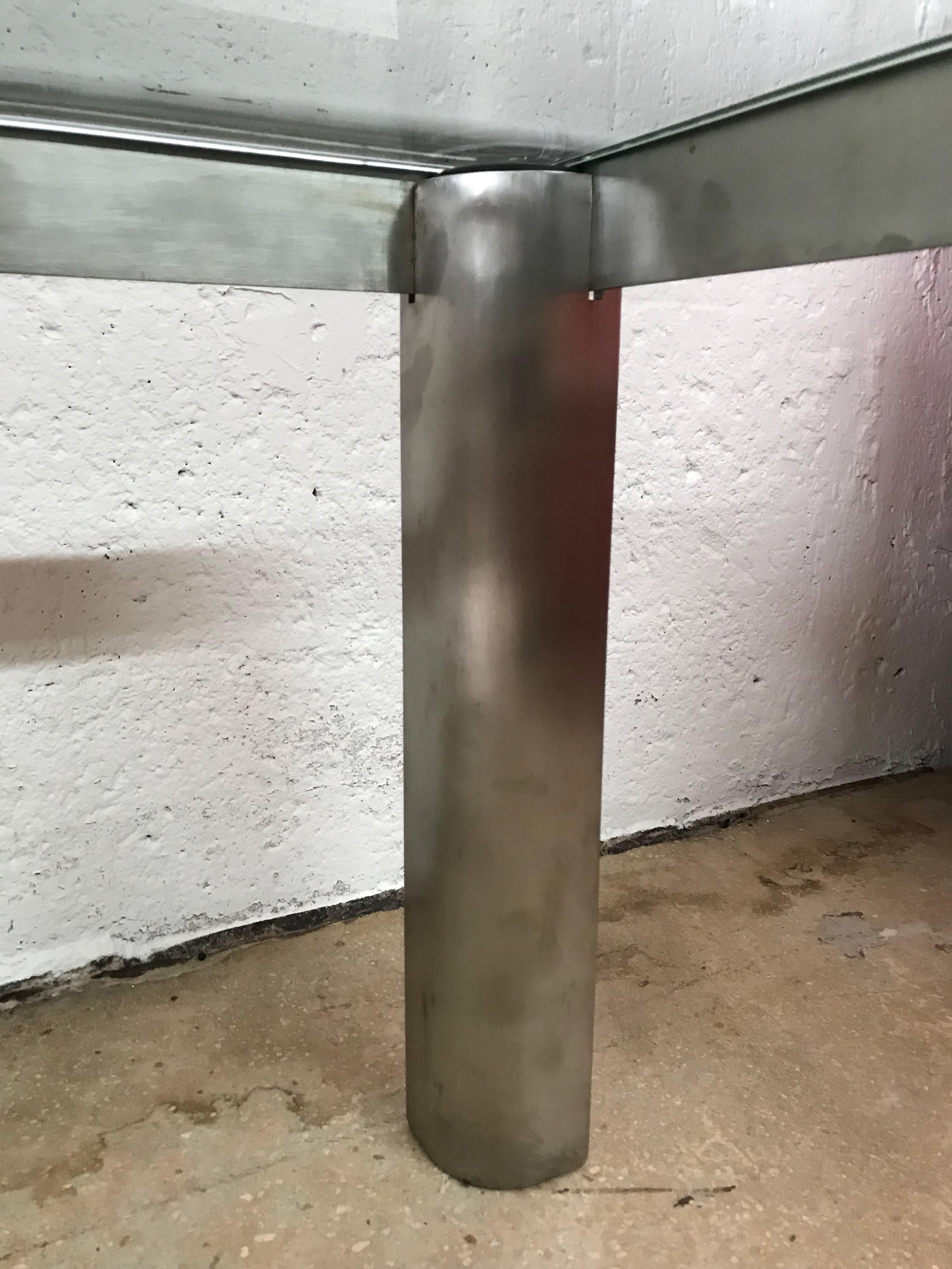 Post Modern Italian Steel and Glass Coffee or Cocktail Table, Italy, circa 1980s For Sale 4
