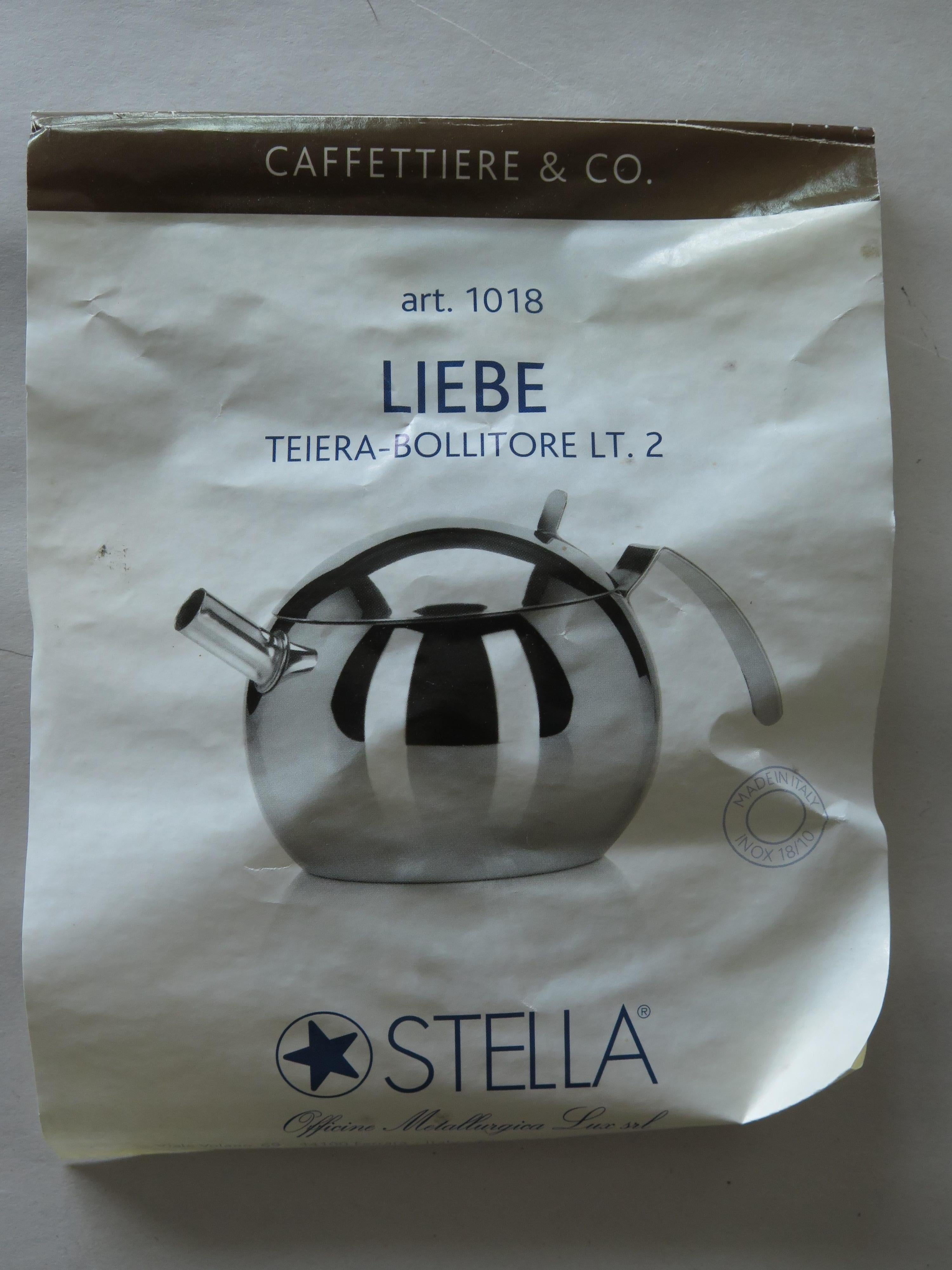 Stainless Steel Post Modern Italian Stella Tea Pot Polished Stainless