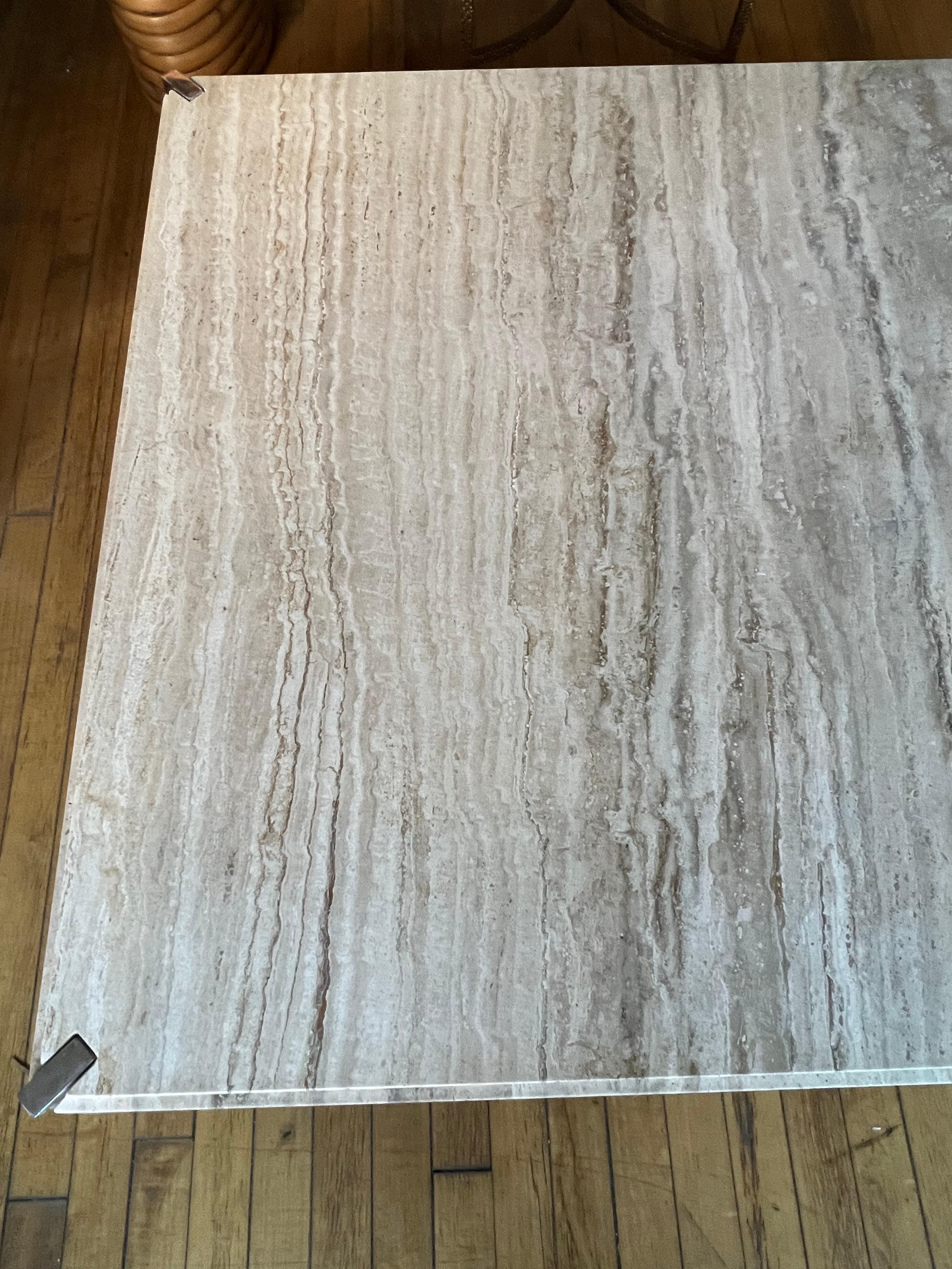 Post Modern Italian Travertine Coffee Table  In Good Condition For Sale In Chicago, IL