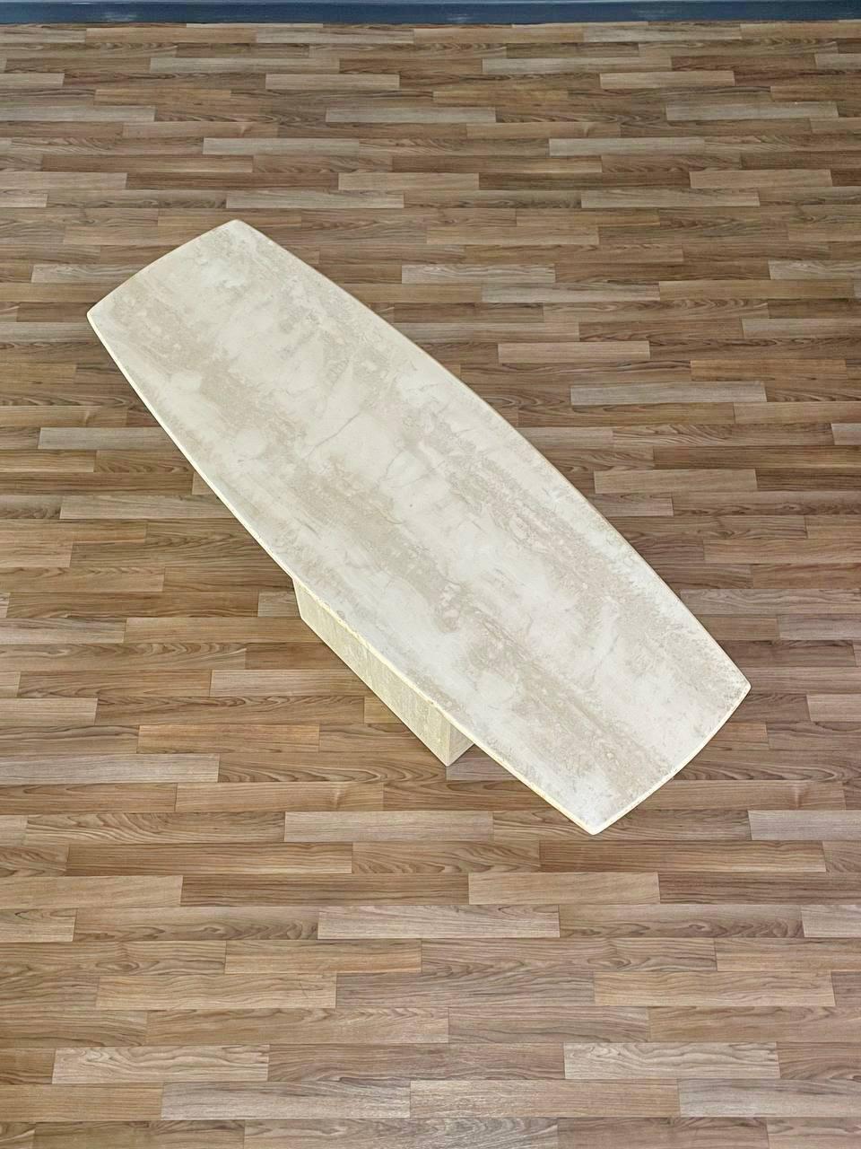 Post Modern Italian Travertine Console Table In Good Condition For Sale In Los Angeles, CA