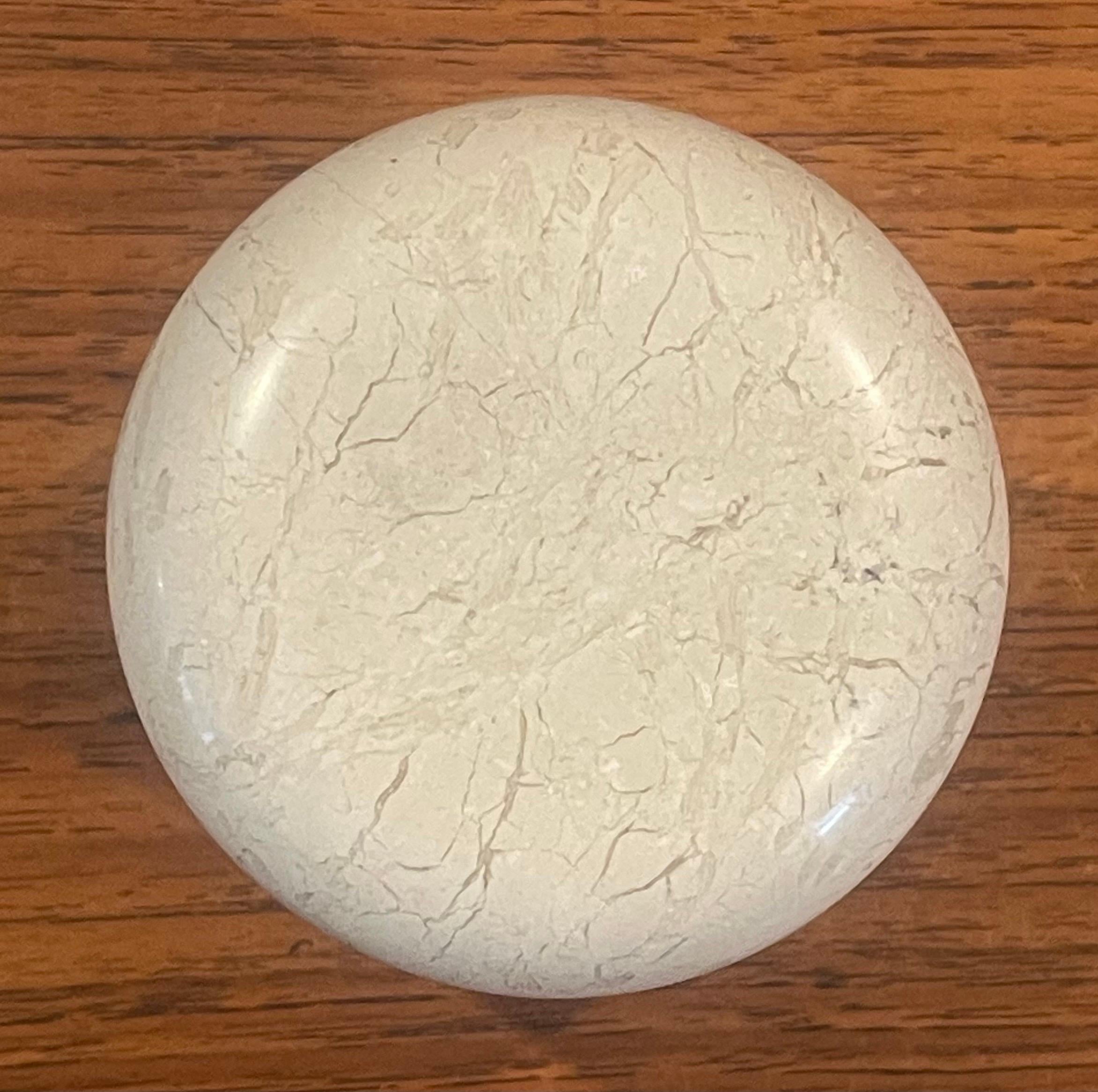 Post-Modern Italian Travertine Lidded Jar In Good Condition For Sale In San Diego, CA