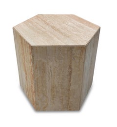 Post-Modern Italian Travertine Marble Hexagonal Side Table, 1970s